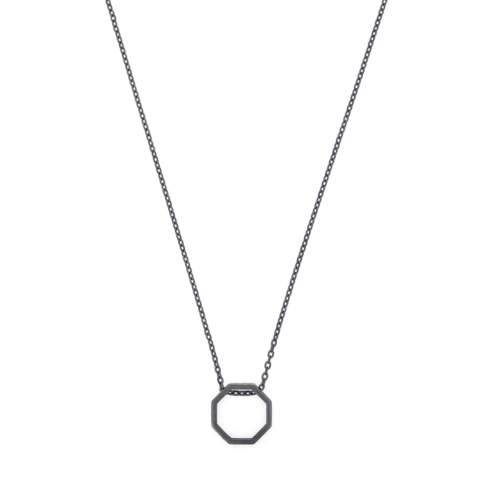 Empty Octagonal Necklace in Oxide