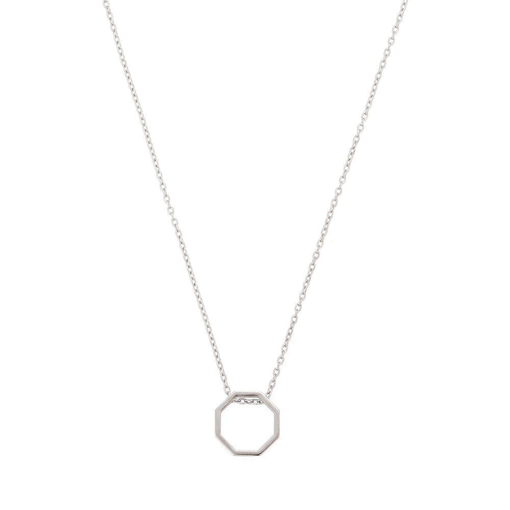 Empty Octagonal Necklace in Silver