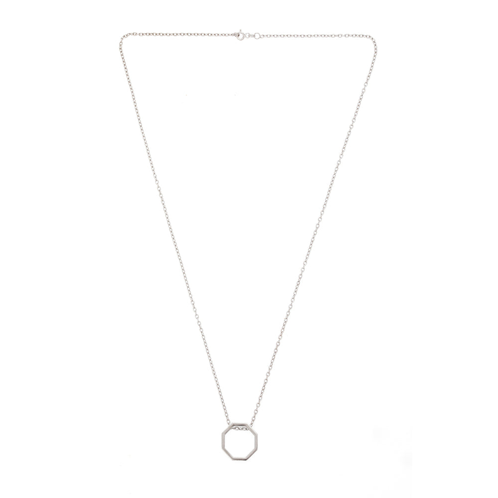 Empty Octagonal Necklace in Silver