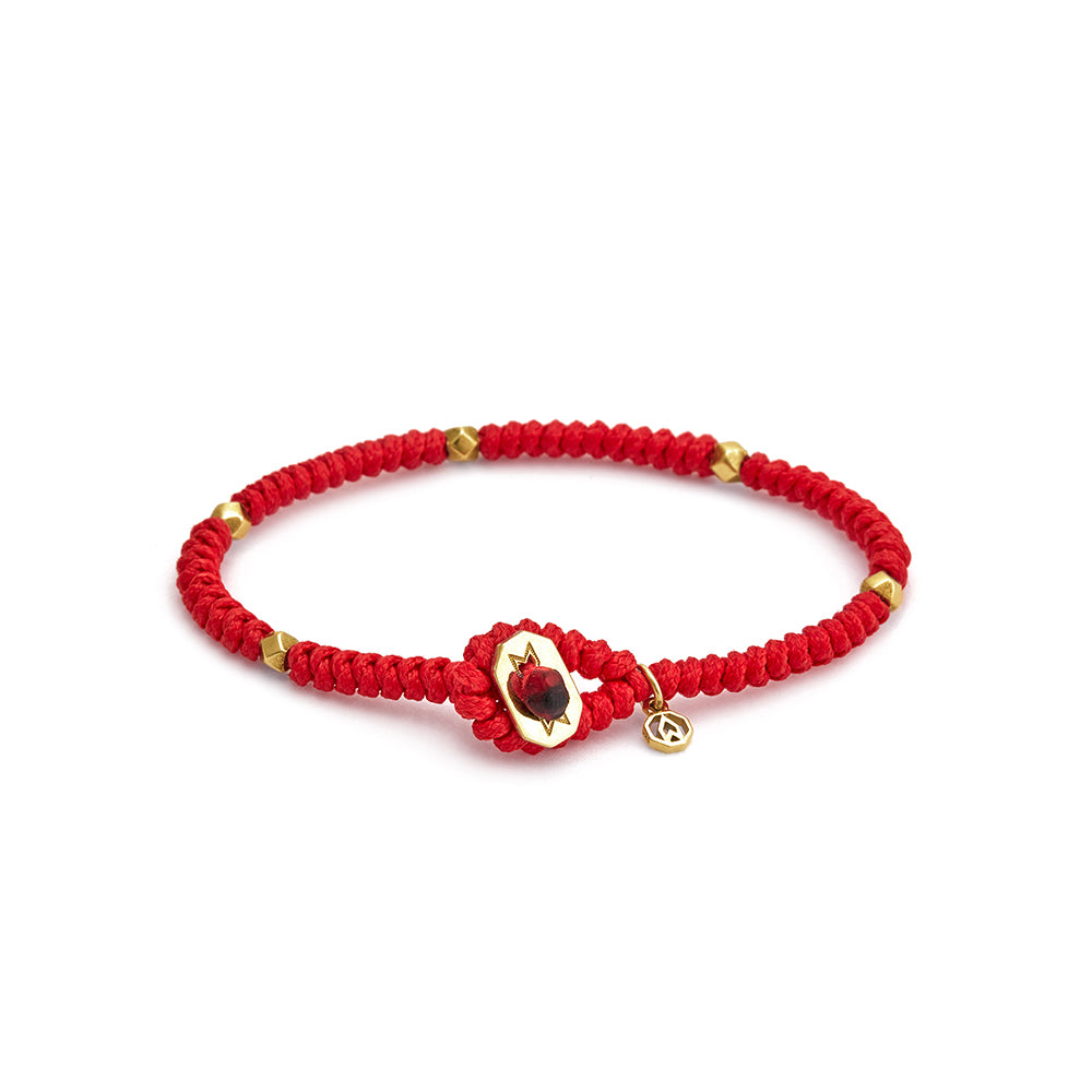 Red Snake Knot Bracelet in Gold