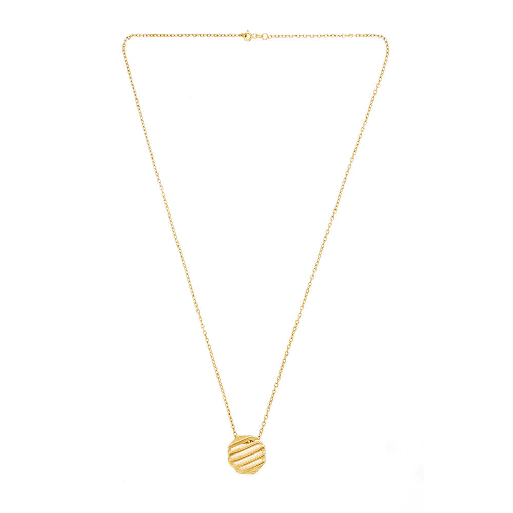 Striped Octagonal Necklace in Gold