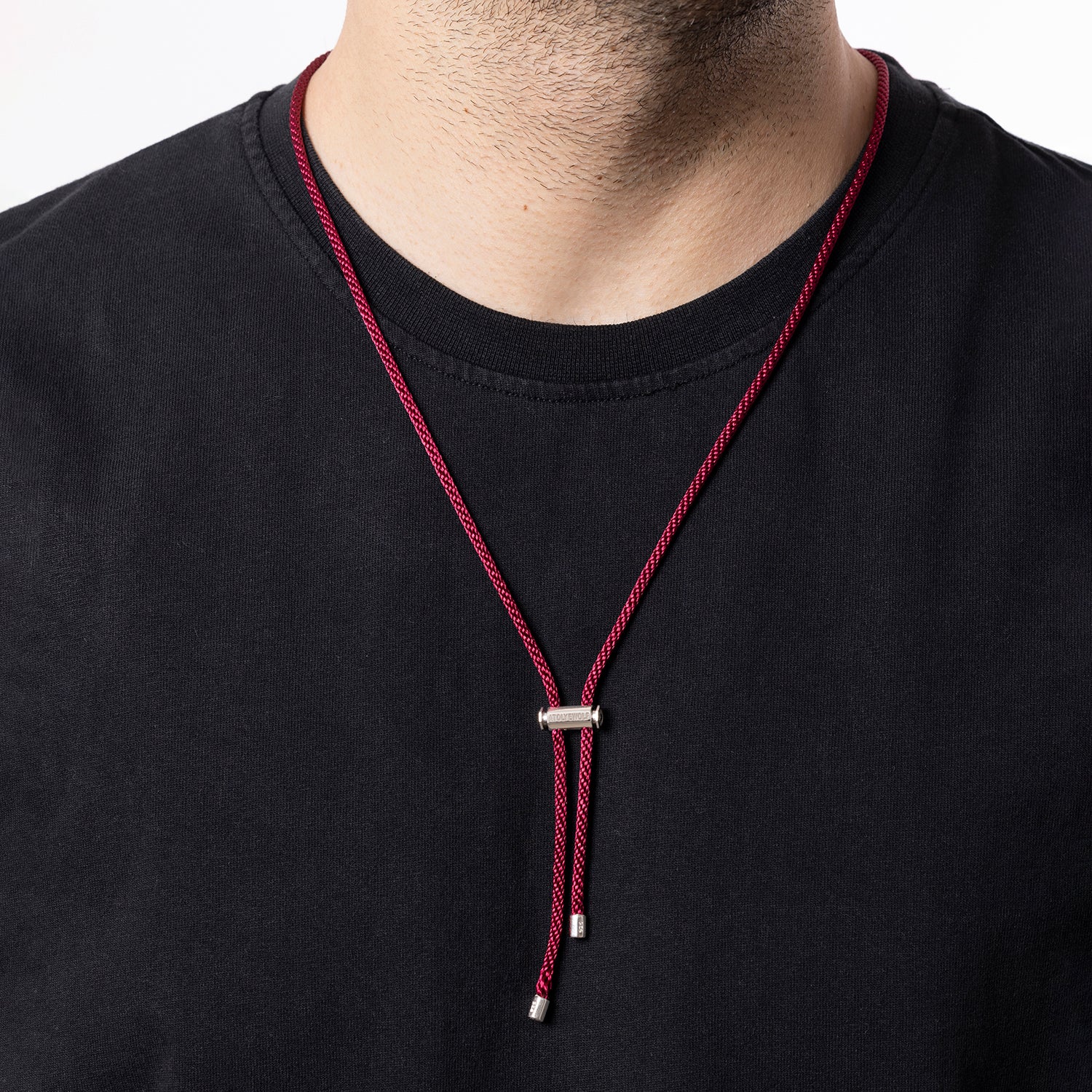 Gümüş Bordo Bağcık Kolye