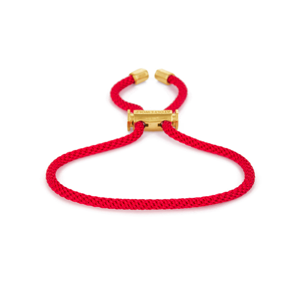 Red Lace Bracelet in Gold