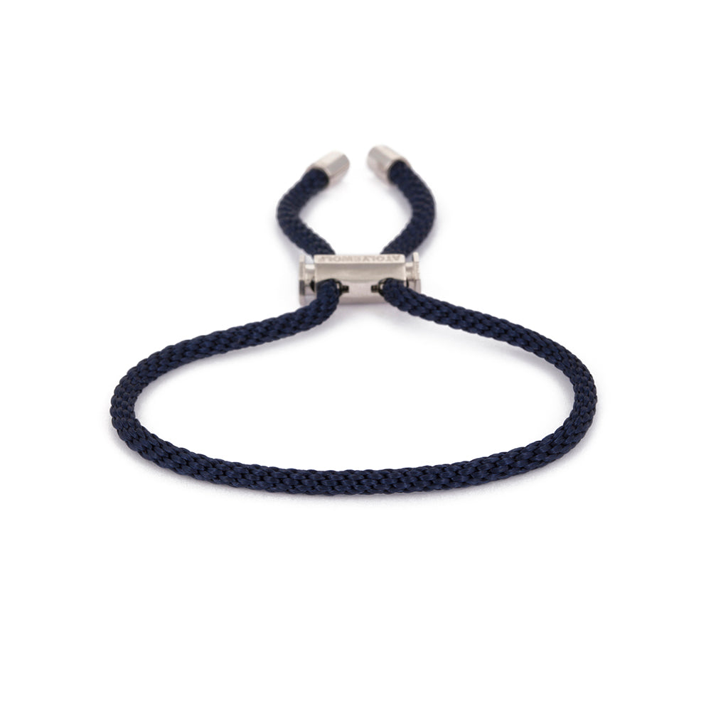 Navy Blue Lace Bracelet in Silver