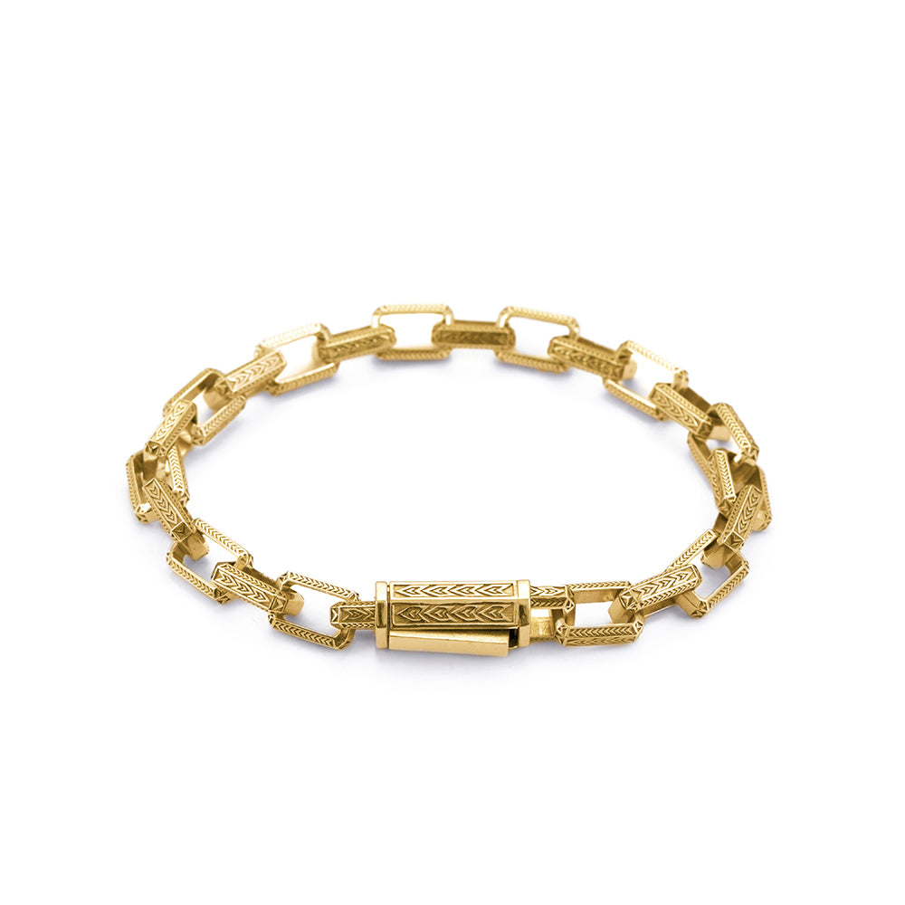Inlaid Chain Bracelet in Gold