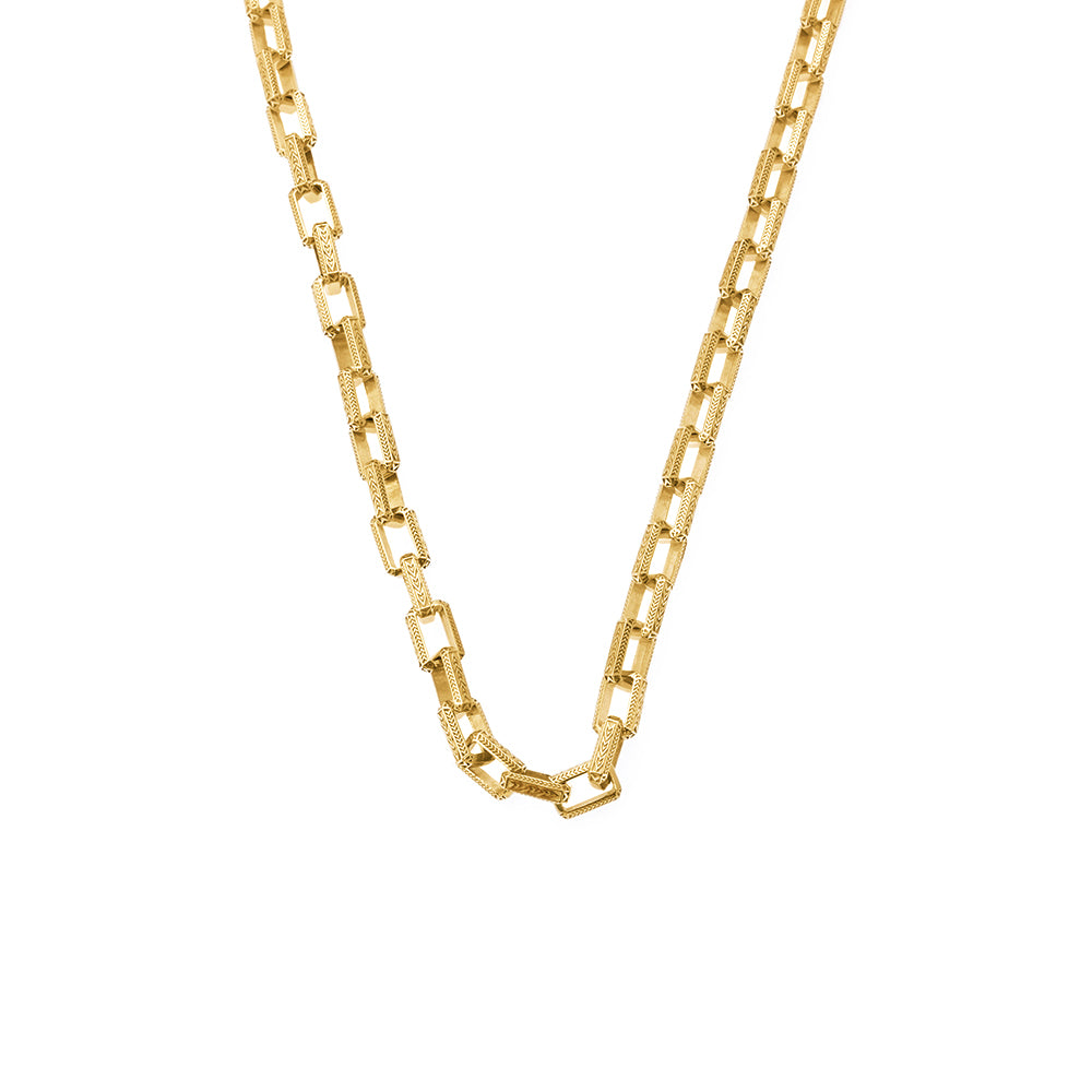 Inlaid Chain Necklace in Gold