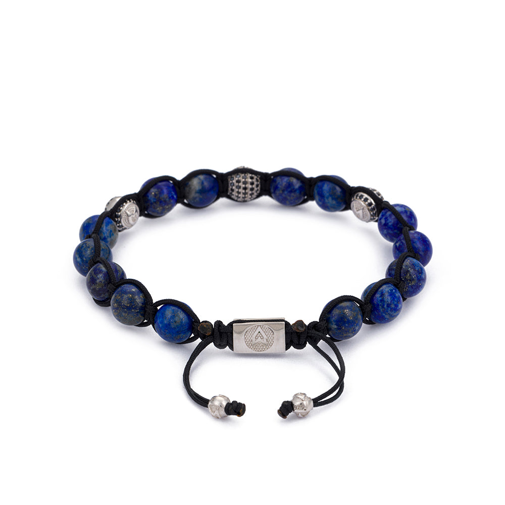 Lapis Shambala Bracelet in Silver