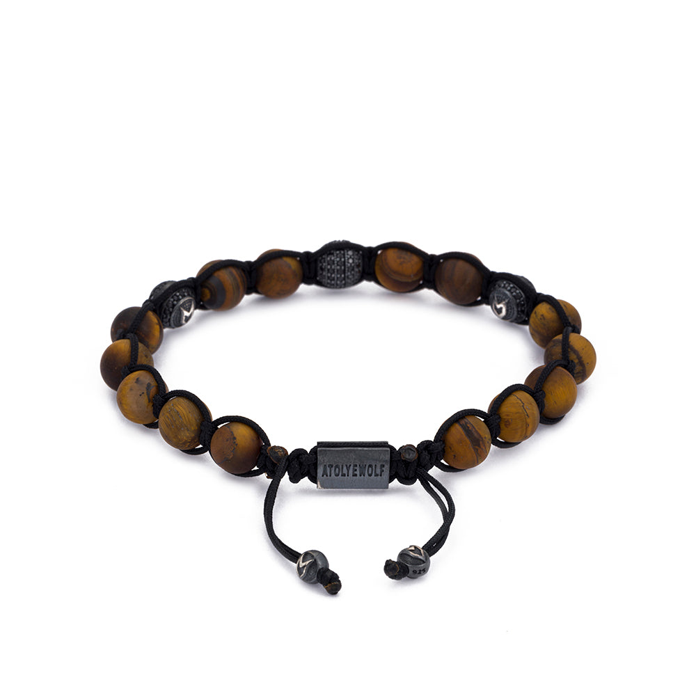 Matt Tiger Eye Shambala Bracelet in Oxide