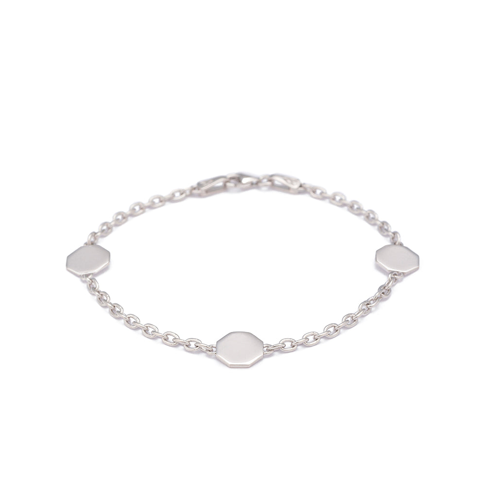 Triple Octagonal Chain Bracelet in Silver