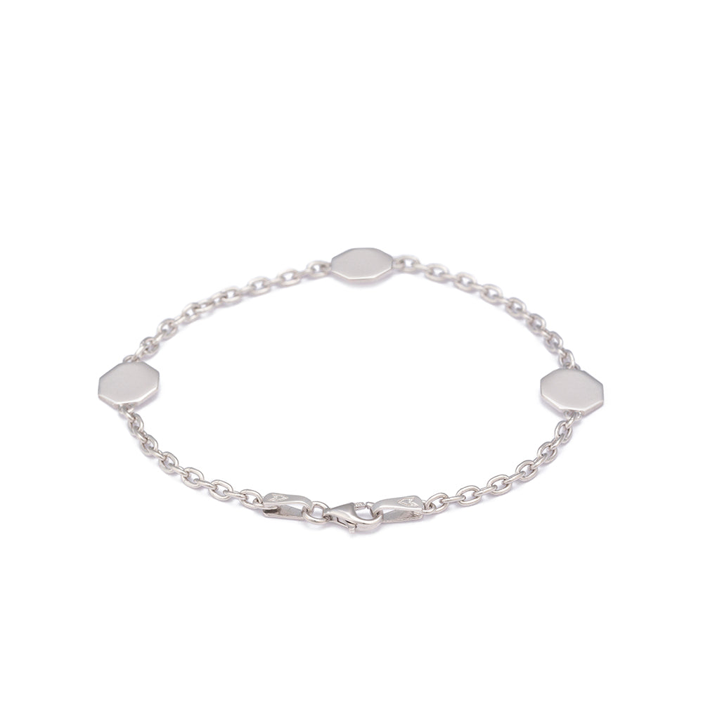 Triple Octagonal Chain Bracelet in Silver