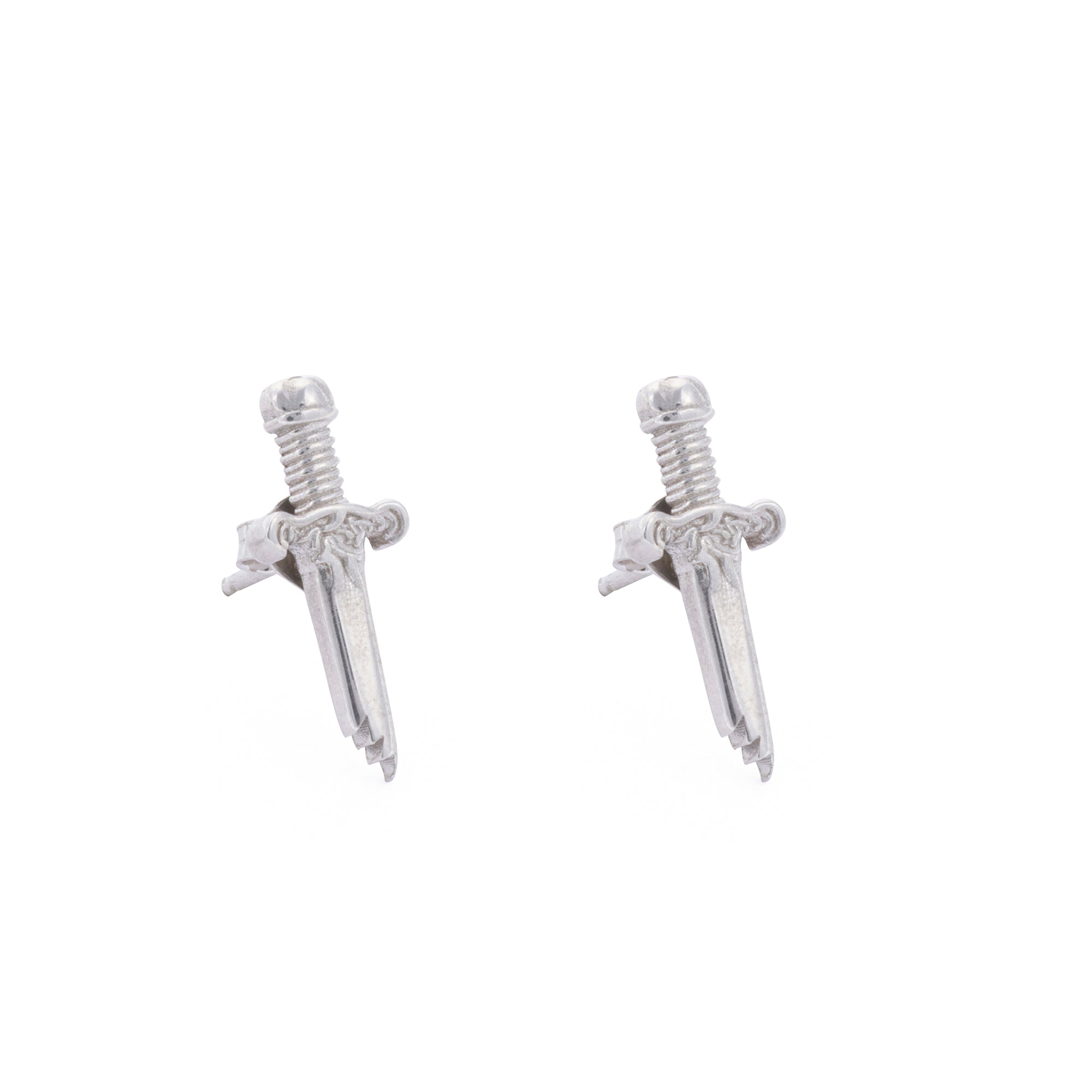 Broken Sword Earrings in Silver