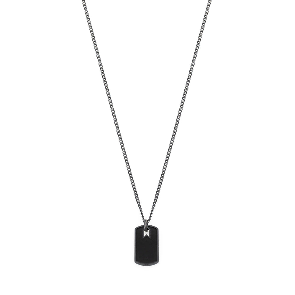 Black Small Plate Necklace in Oxide