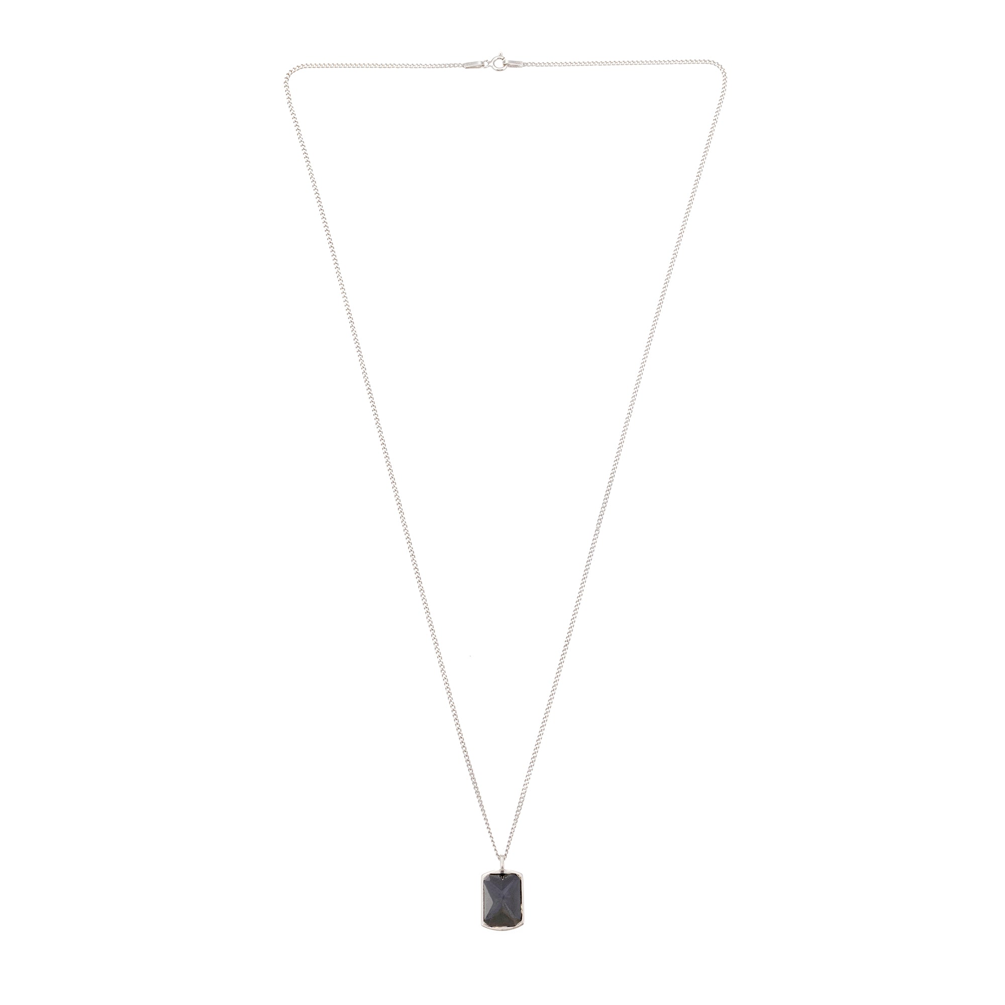 Black Stone Necklace in Silver