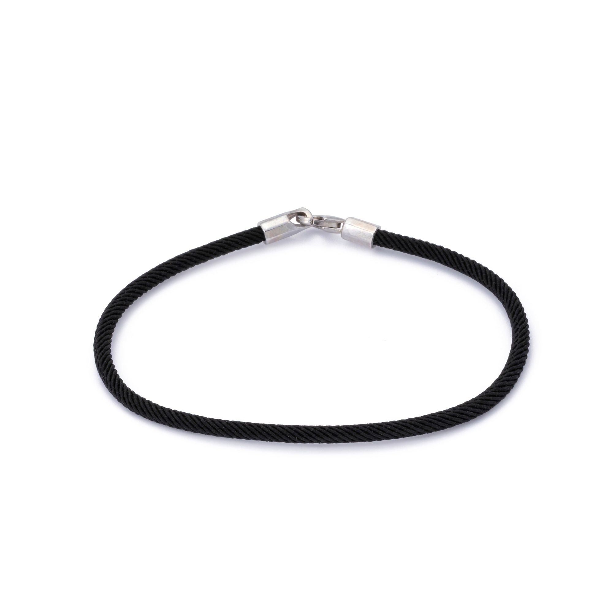 Black Woven Bracelet in Silver