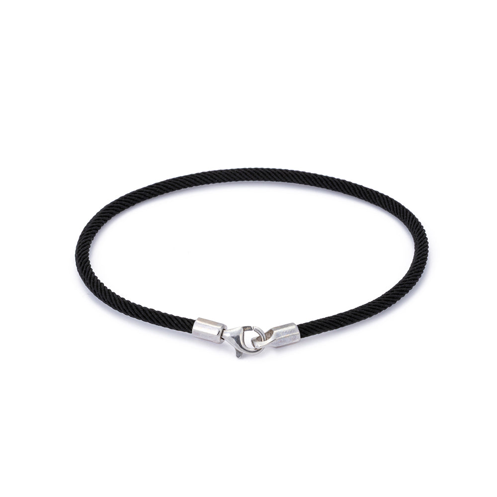 Black Woven Bracelet in Silver