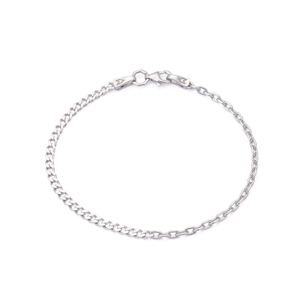 Cable Curb Bracelet in Silver