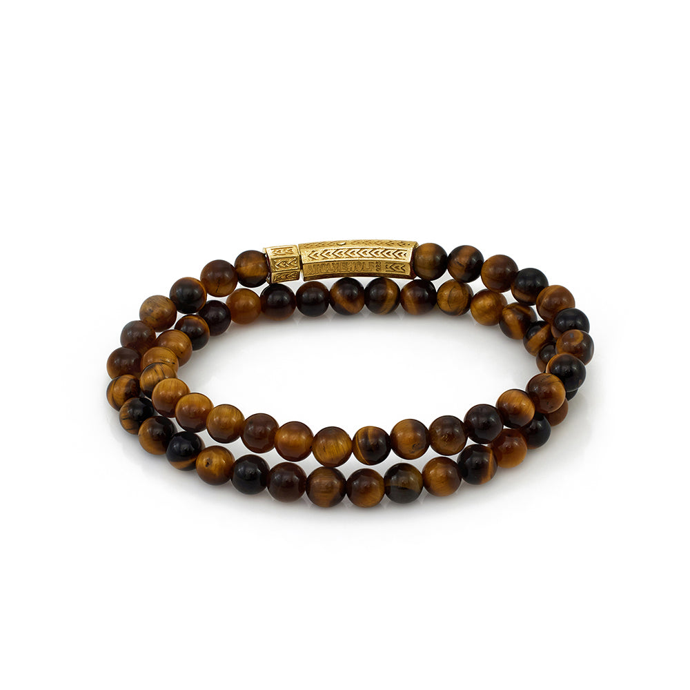 Double Tiger Eye Bracelet in Gold