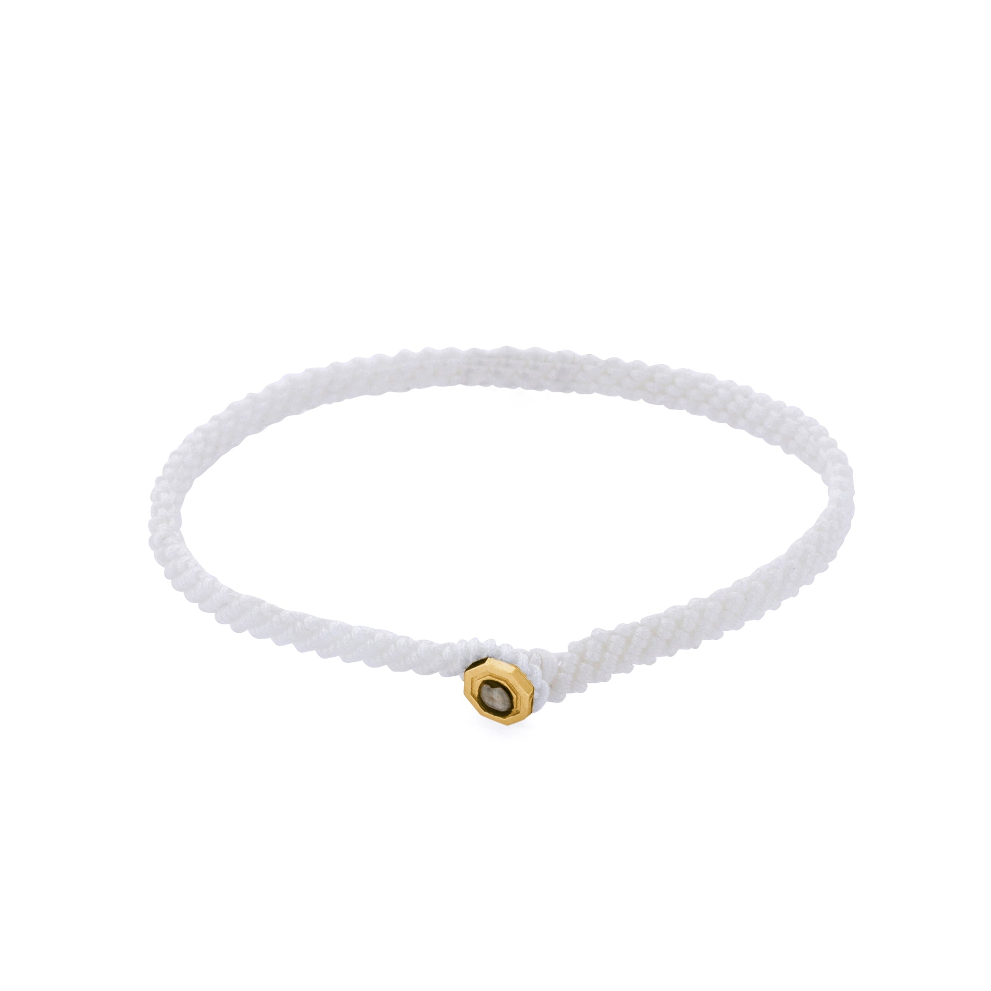 White Macrame Bracelet in Gold