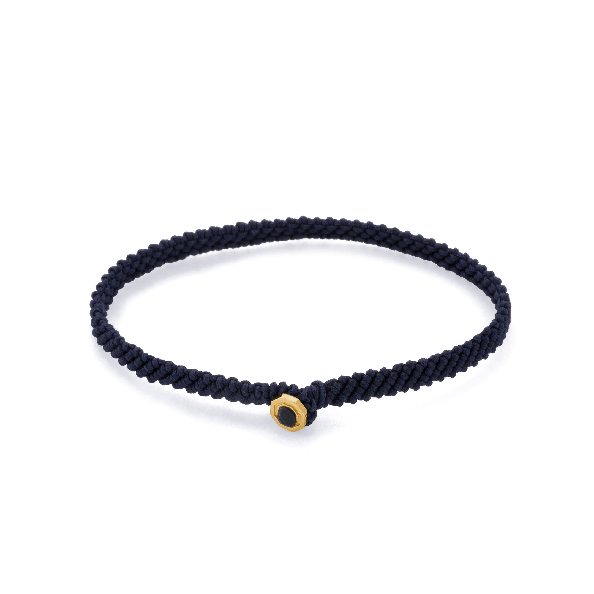 Navy Blue Macrame Bracelet in Gold