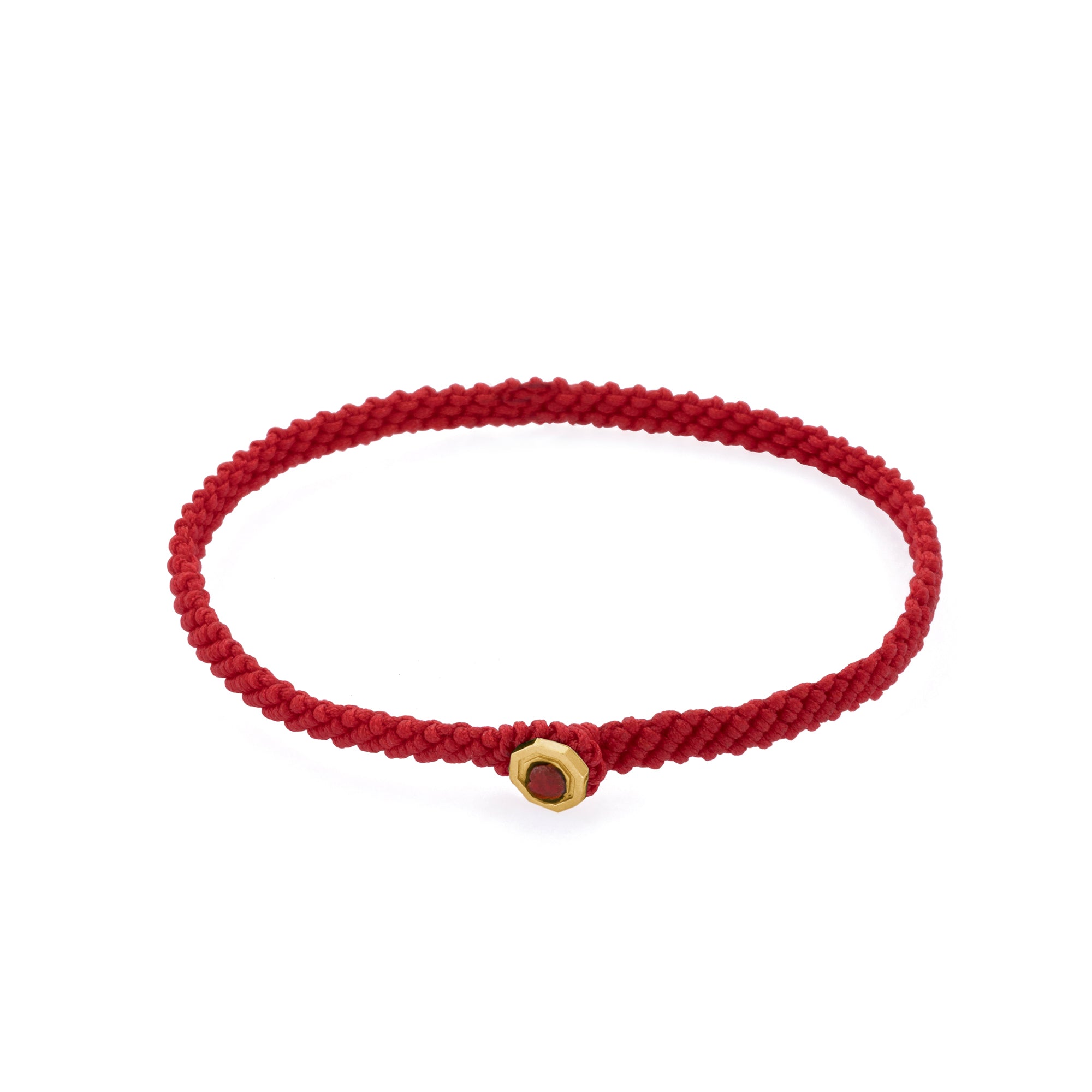 Red Macrame Bracelet in Gold