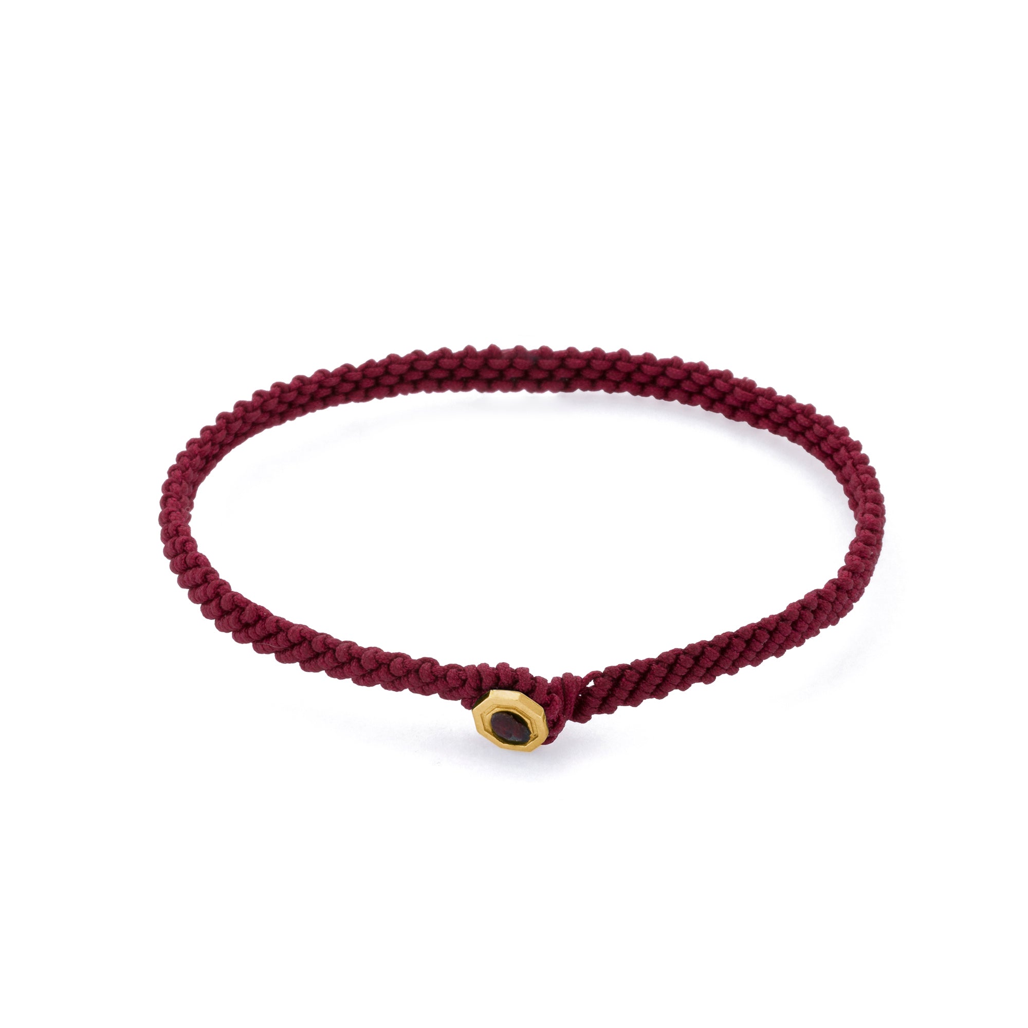 Claret Red Macrame Bracelet in Gold