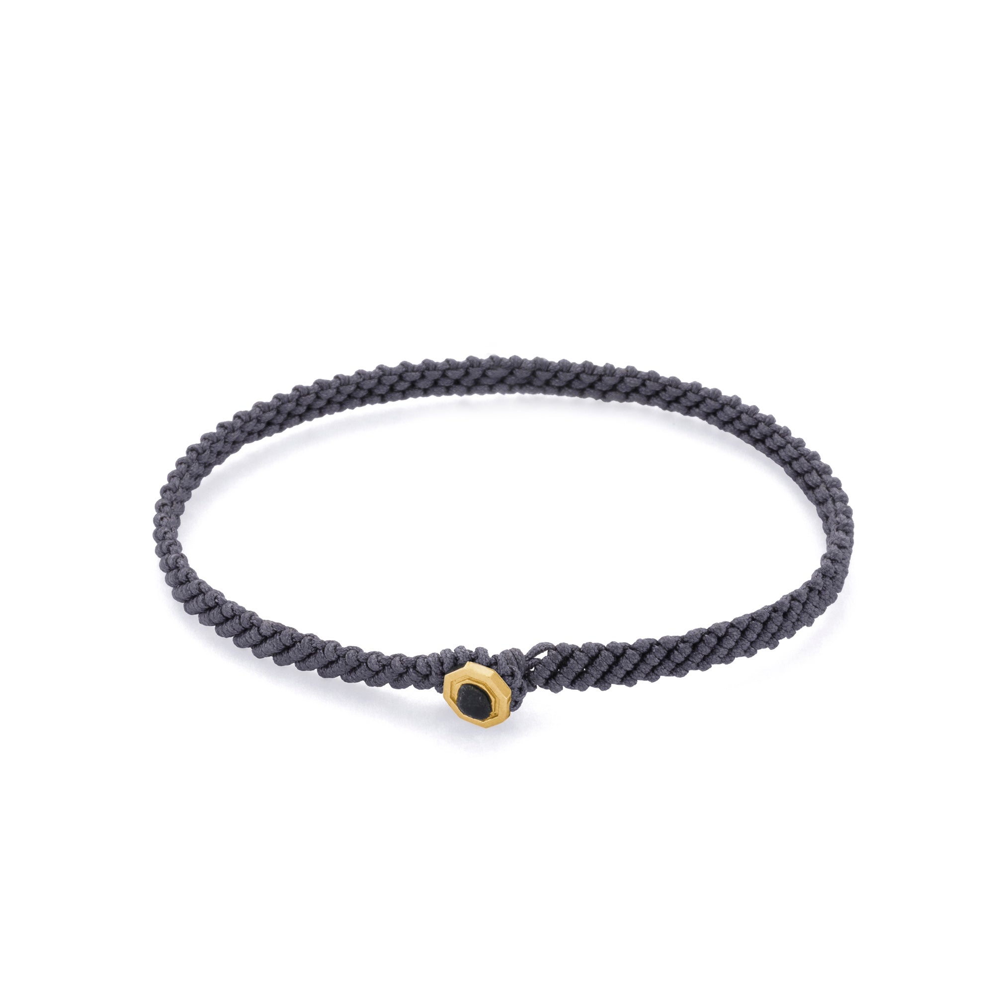 Grey Macrame Bracelet in Gold