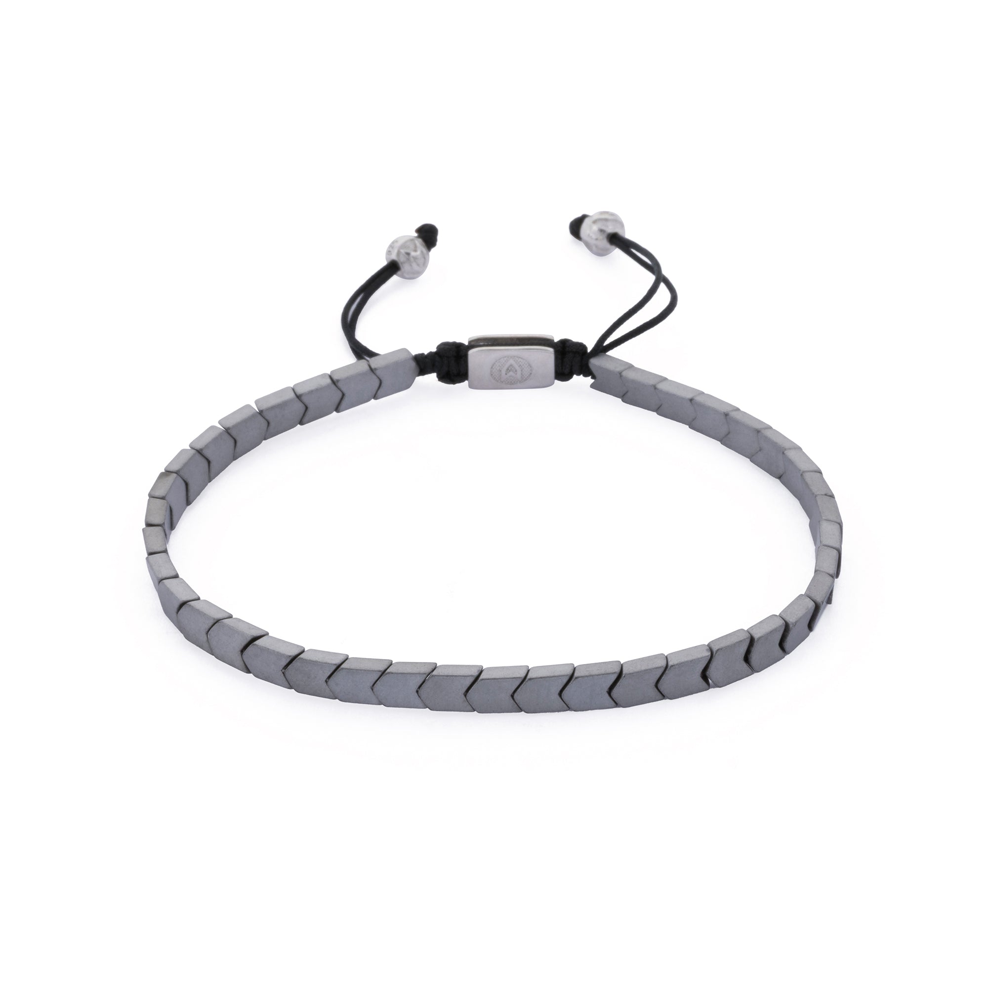 Logo Hematite Bracelet in Silver
