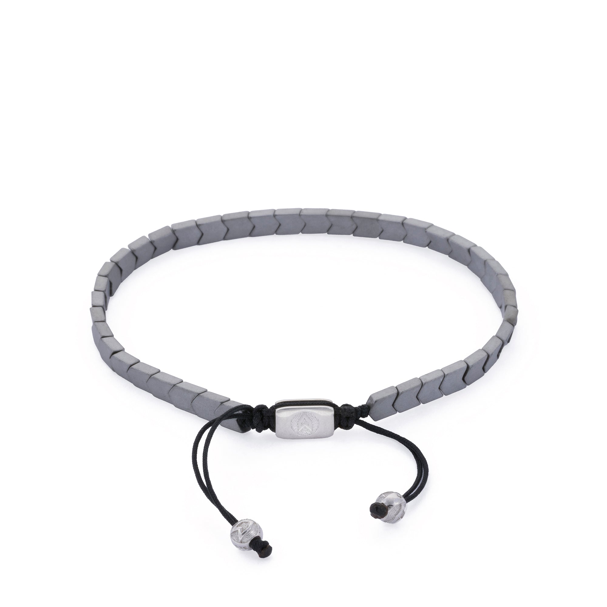 Logo Hematite Bracelet in Silver