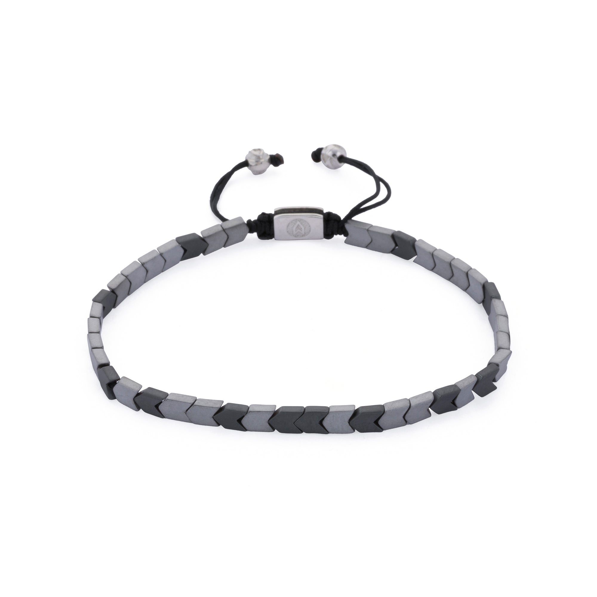 Oxide and Silver Logo Hematite Bracelet