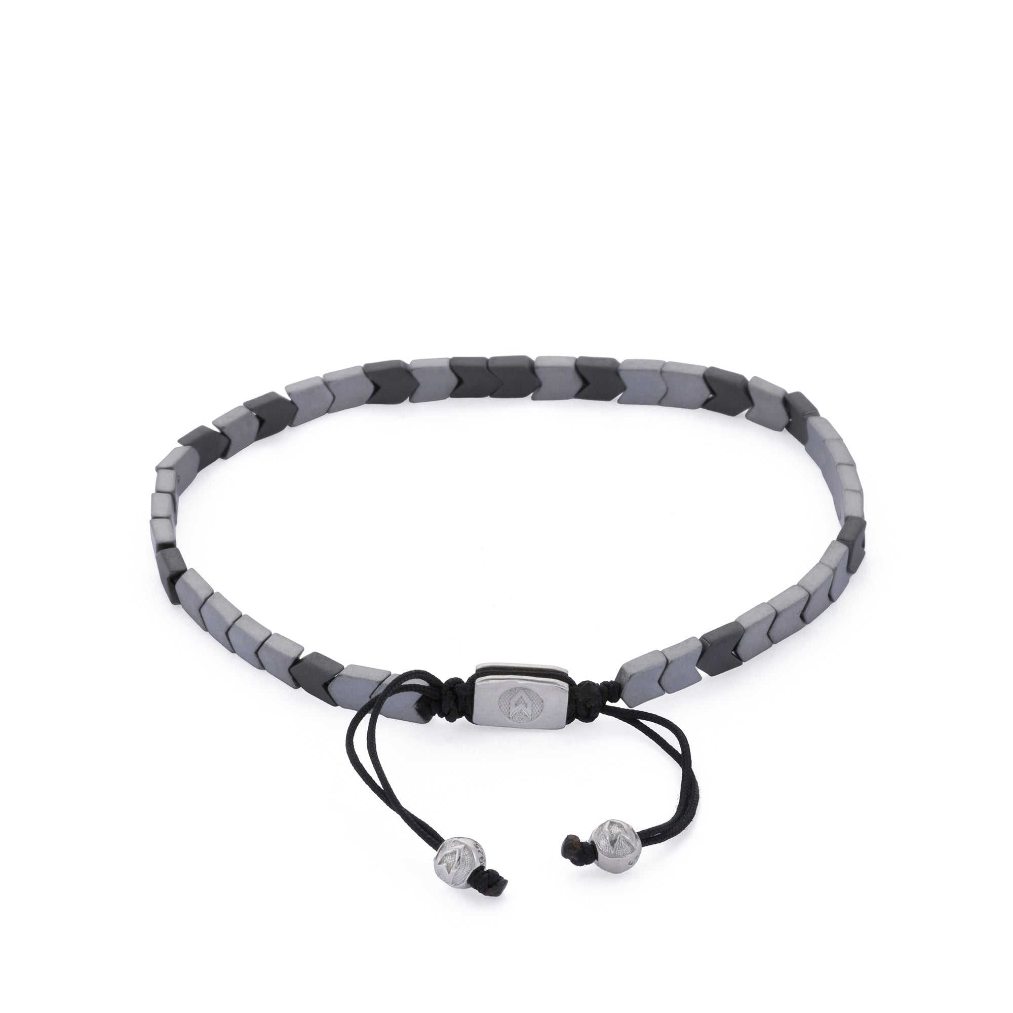 Oxide and Silver Logo Hematite Bracelet