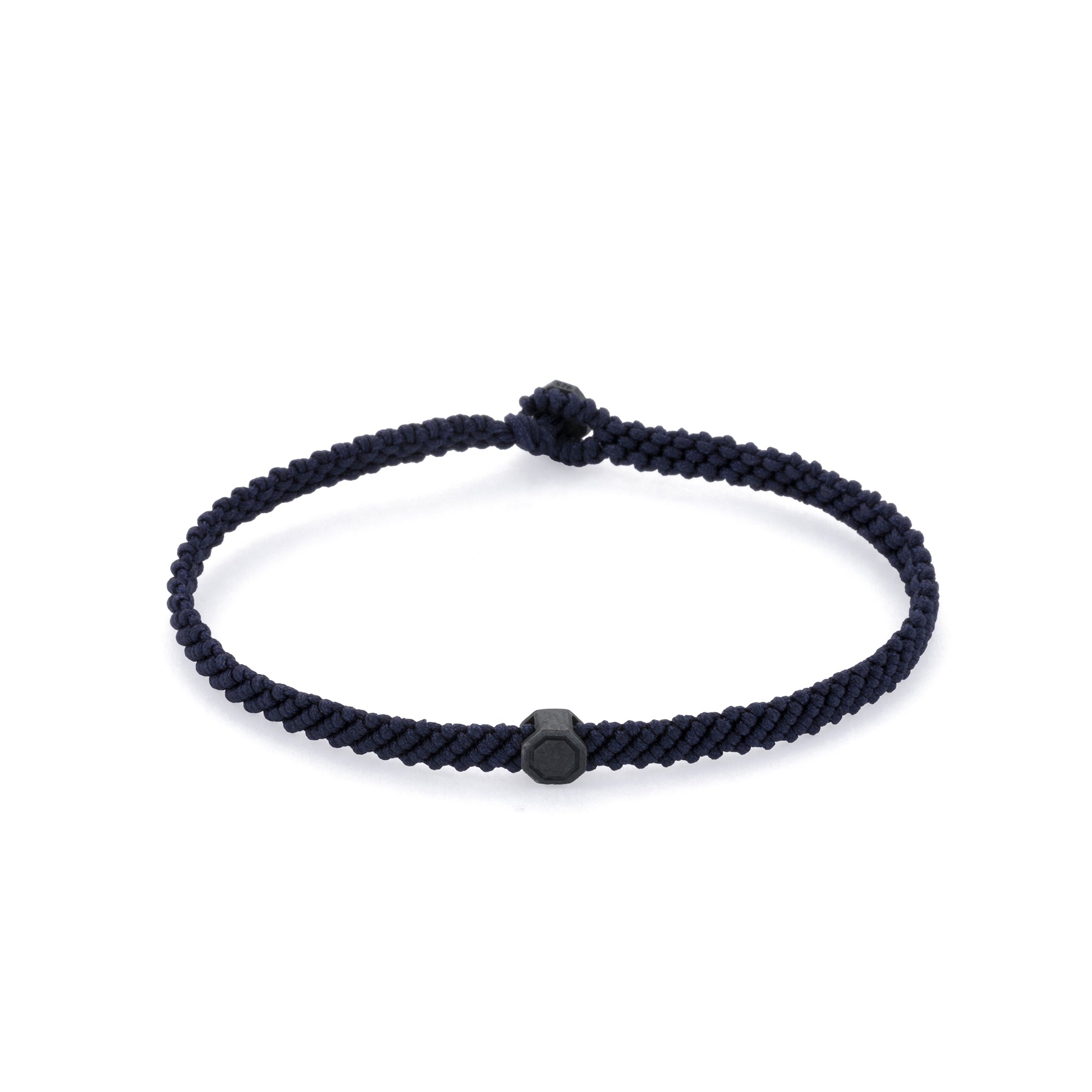 Navy Blue Macrame Bracelet in Oxide