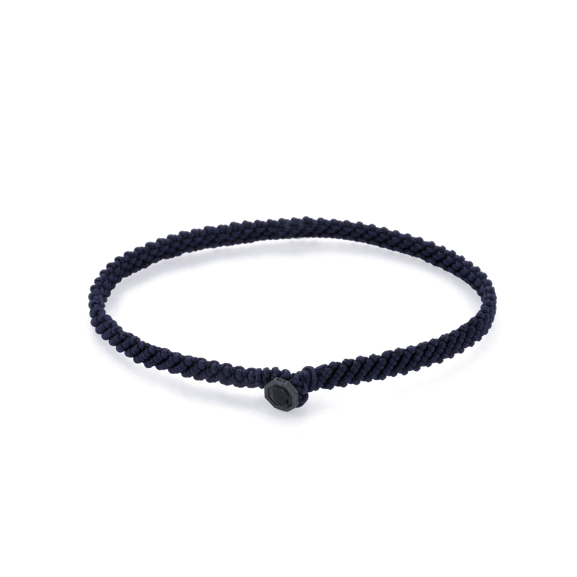 Navy Blue Macrame Bracelet in Oxide