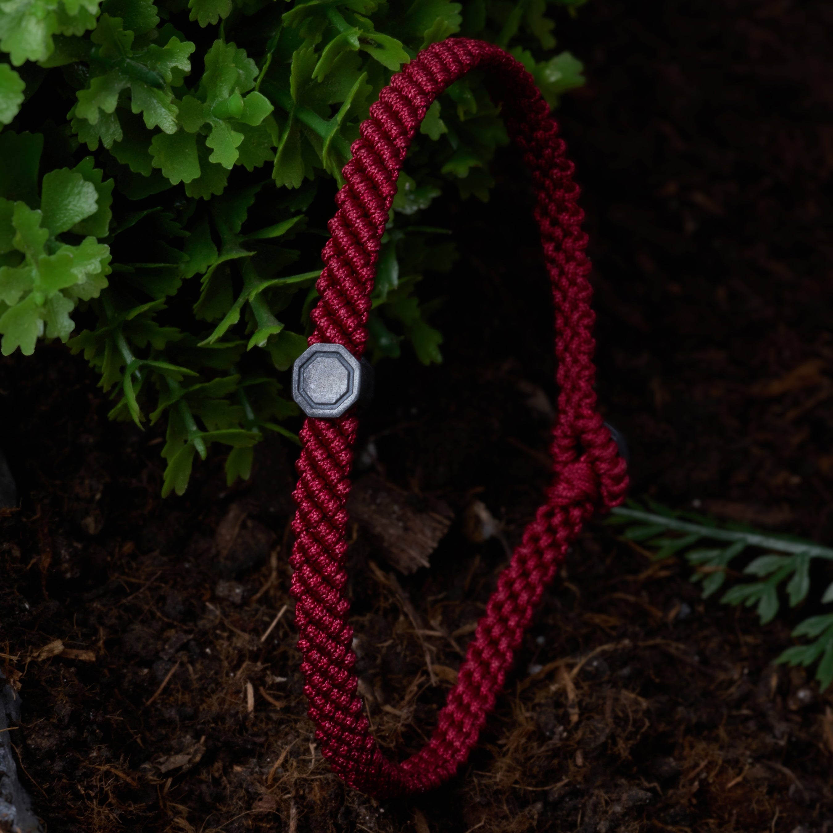 Claret Red Macrame Bracelet in Oxide