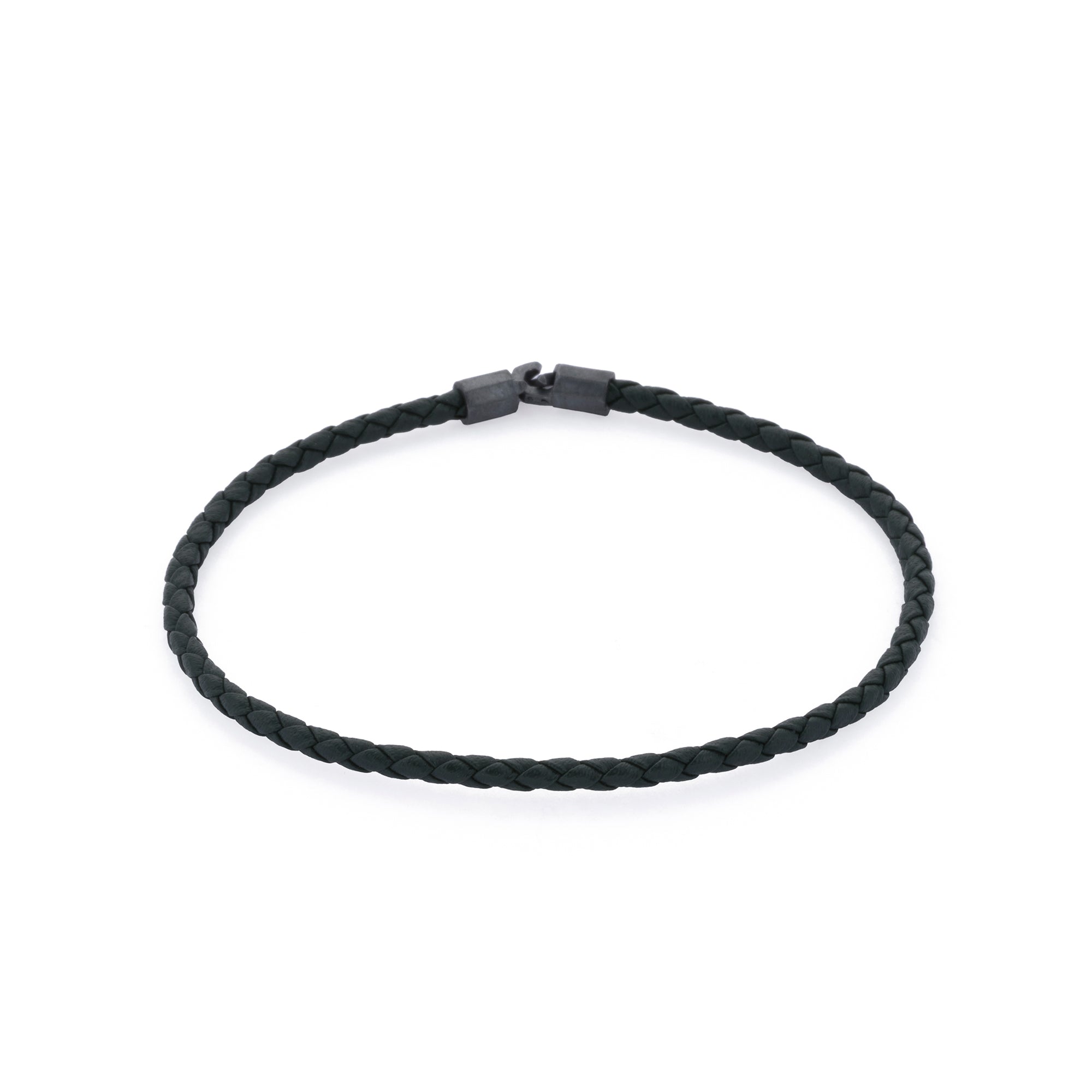 Green Leather Octagonal Hook Bracelet in Oxide