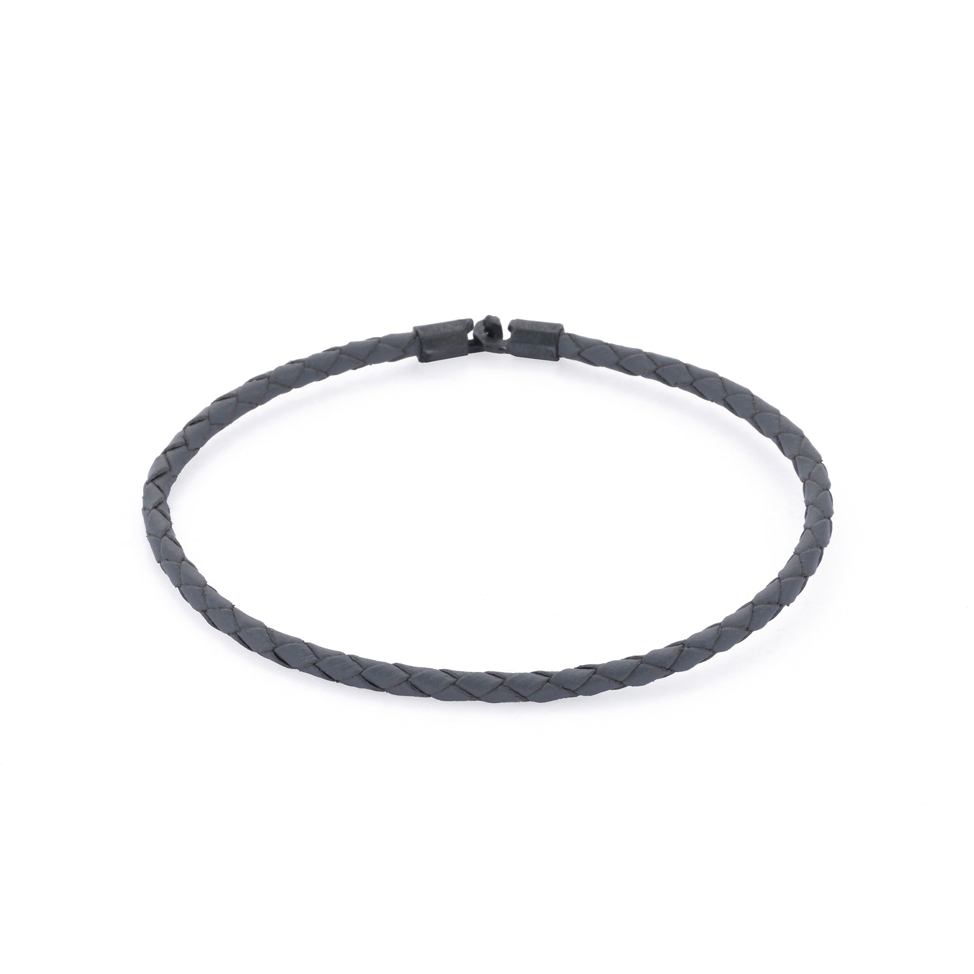Grey Leather Octagonal Hook Bracelet in Oxide