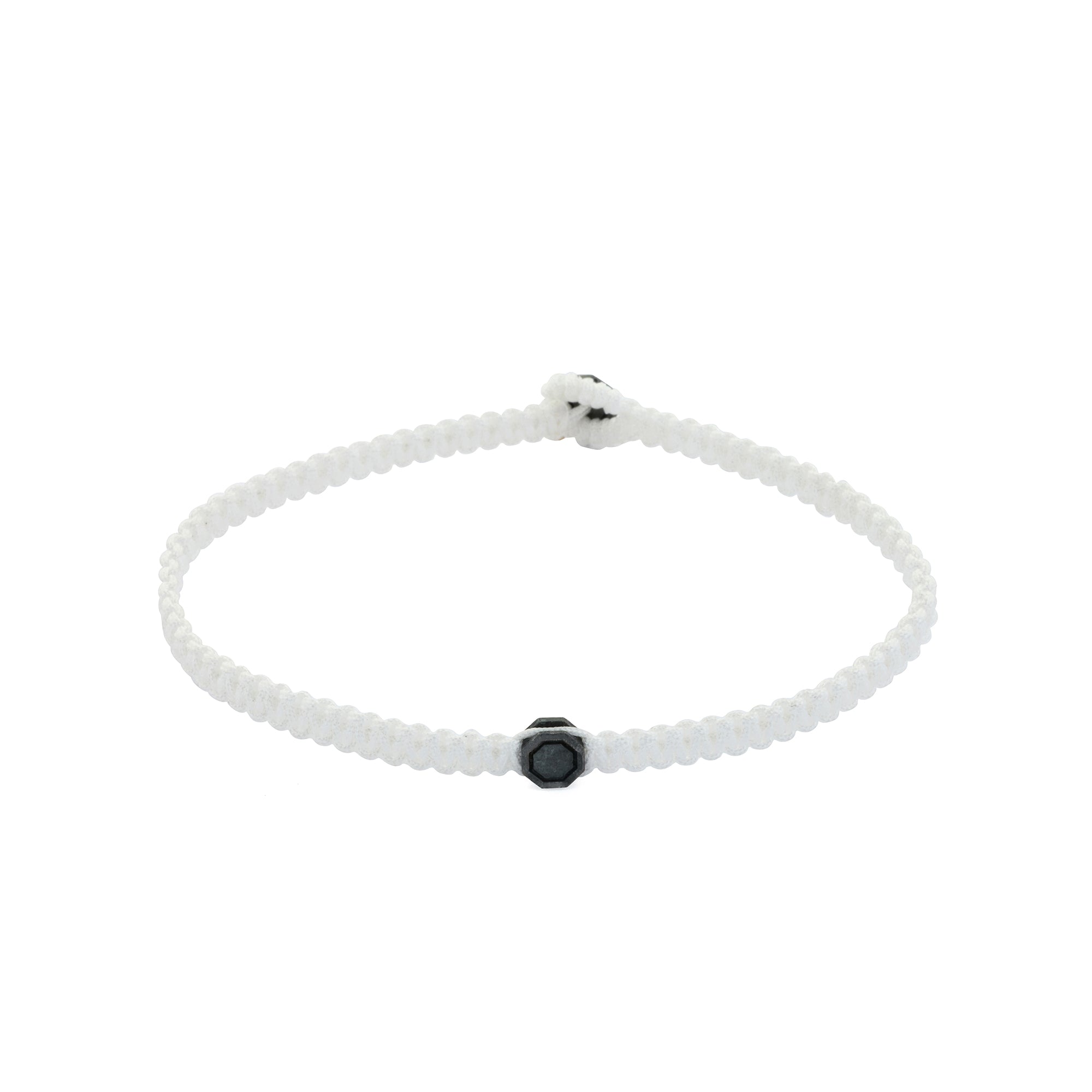 White Octagon Macrame Bracelet in Oxide