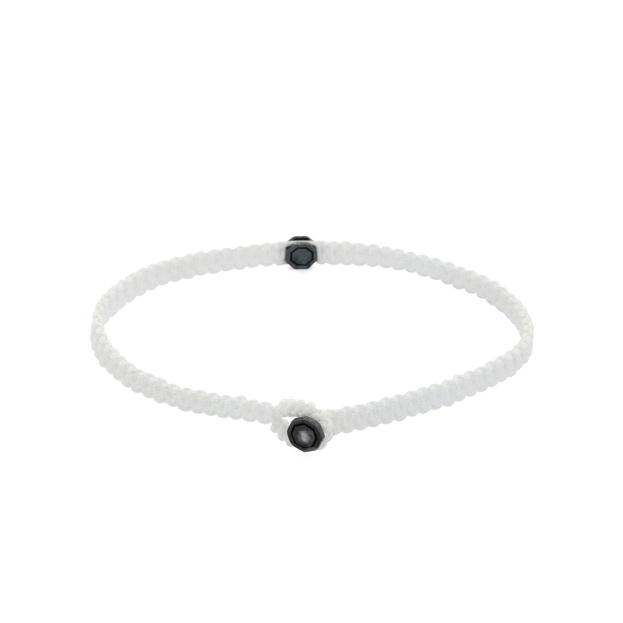 White Octagon Macrame Bracelet in Oxide