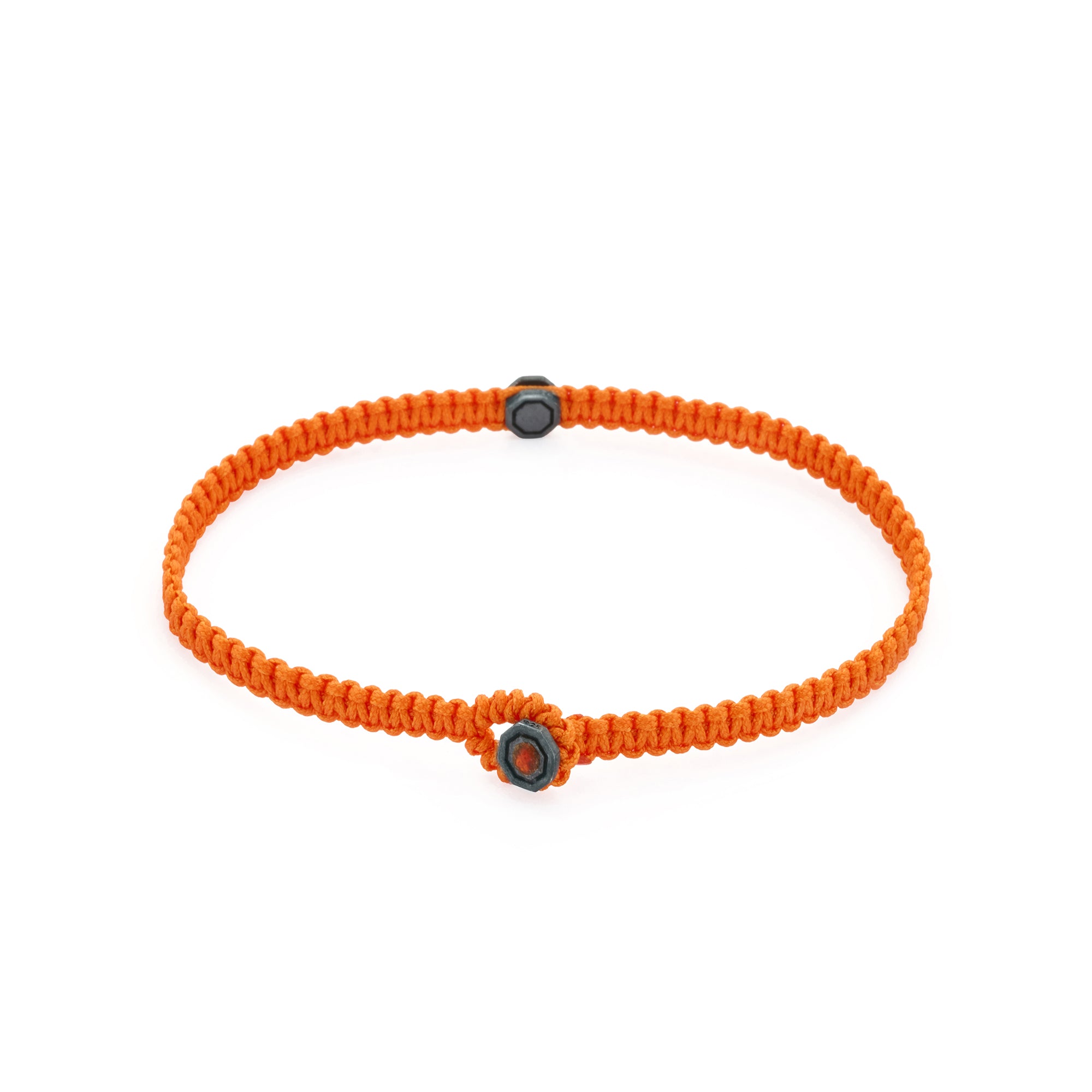 Orange Octagon Macrame Bracelet in Oxide