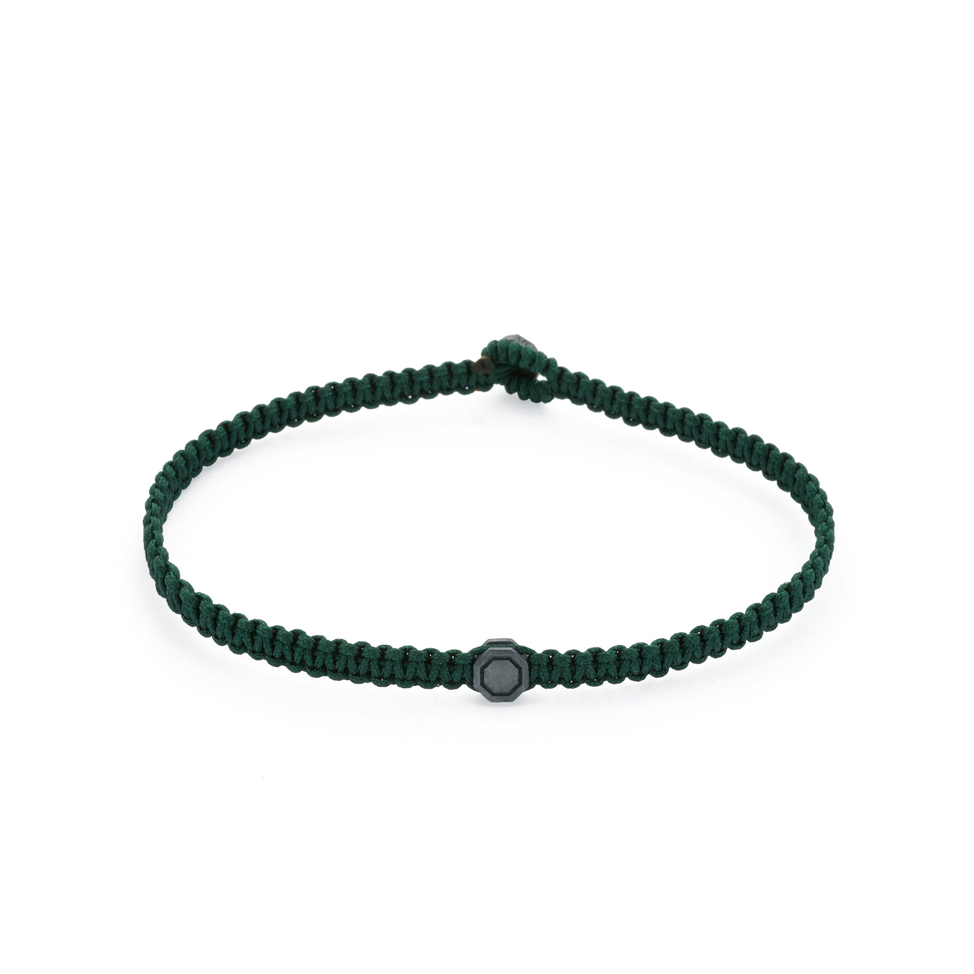 Green Octagon Macrame Bracelet in Oxide