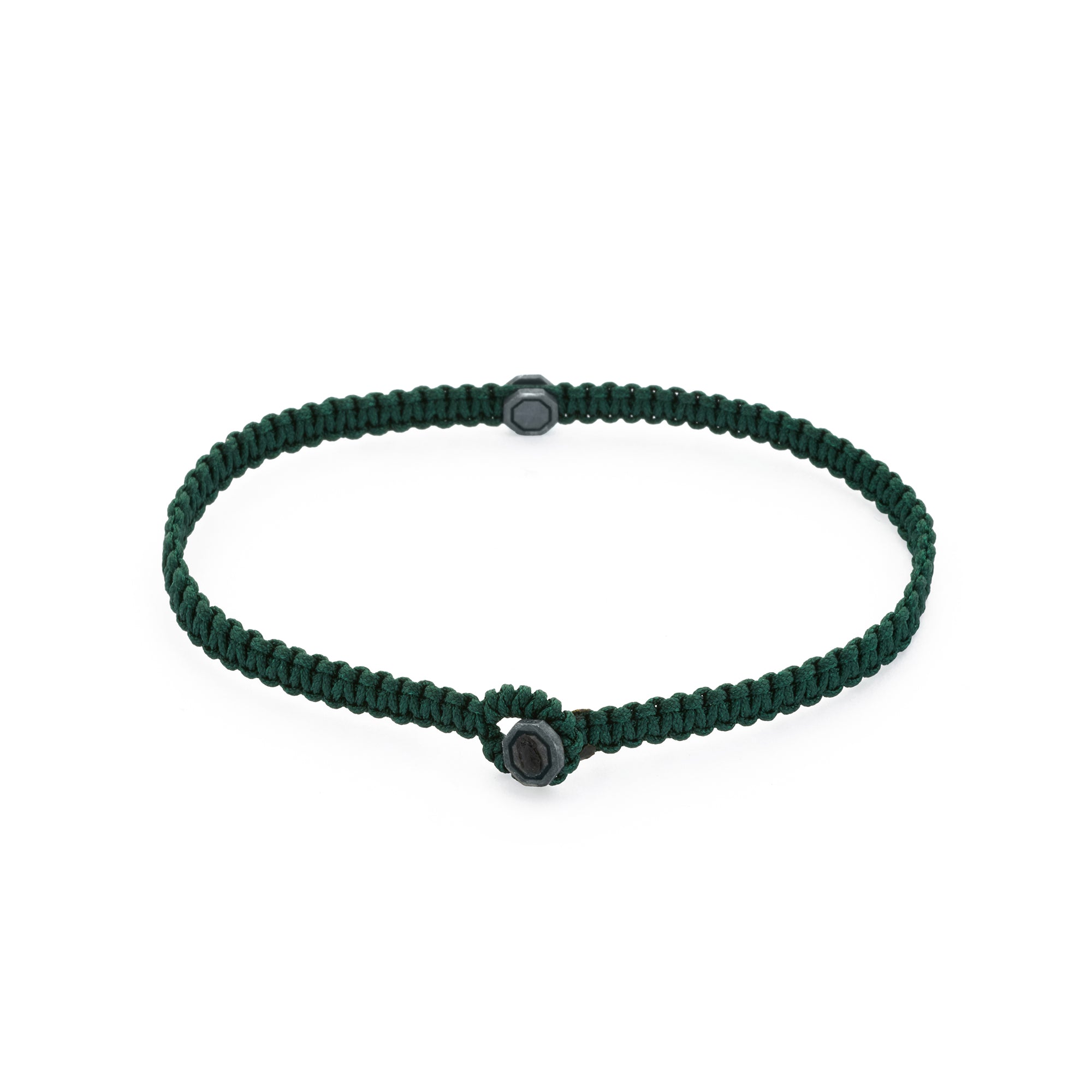 Green Octagon Macrame Bracelet in Oxide