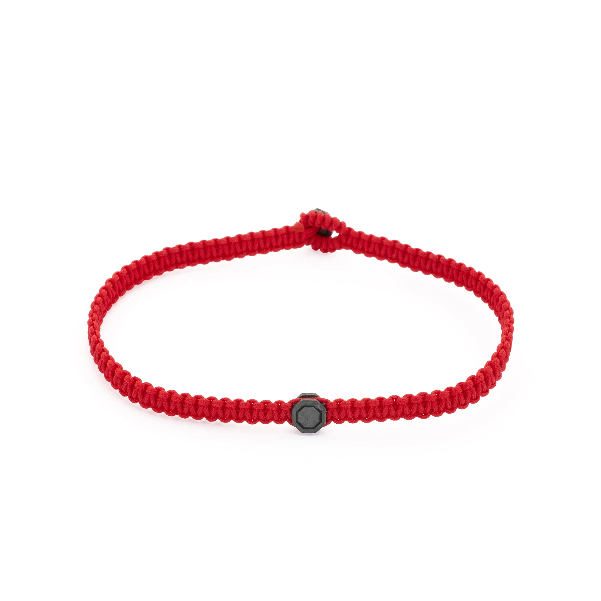 Red Octagon Macrame Bracelet in Oxide