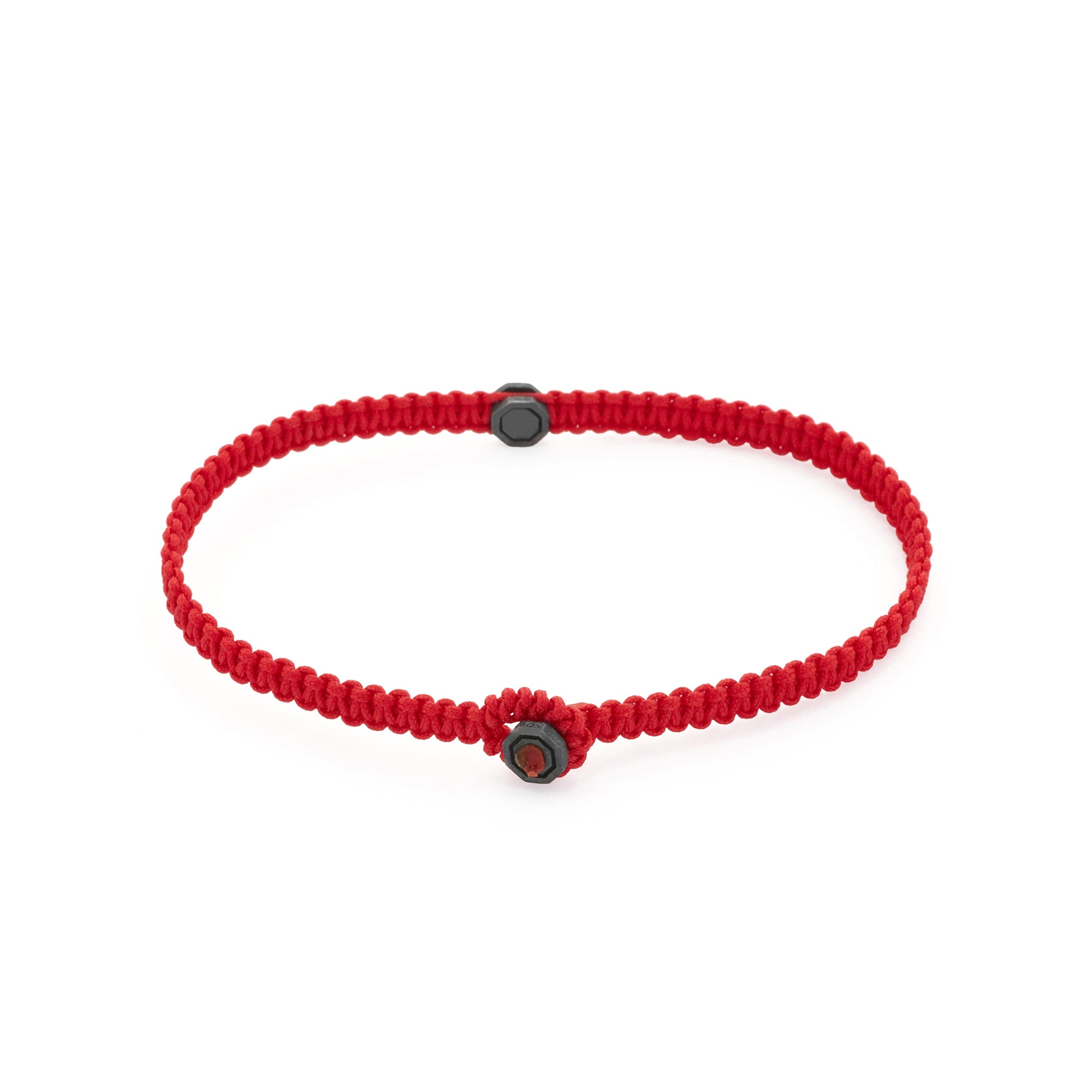 Red Octagon Macrame Bracelet in Oxide