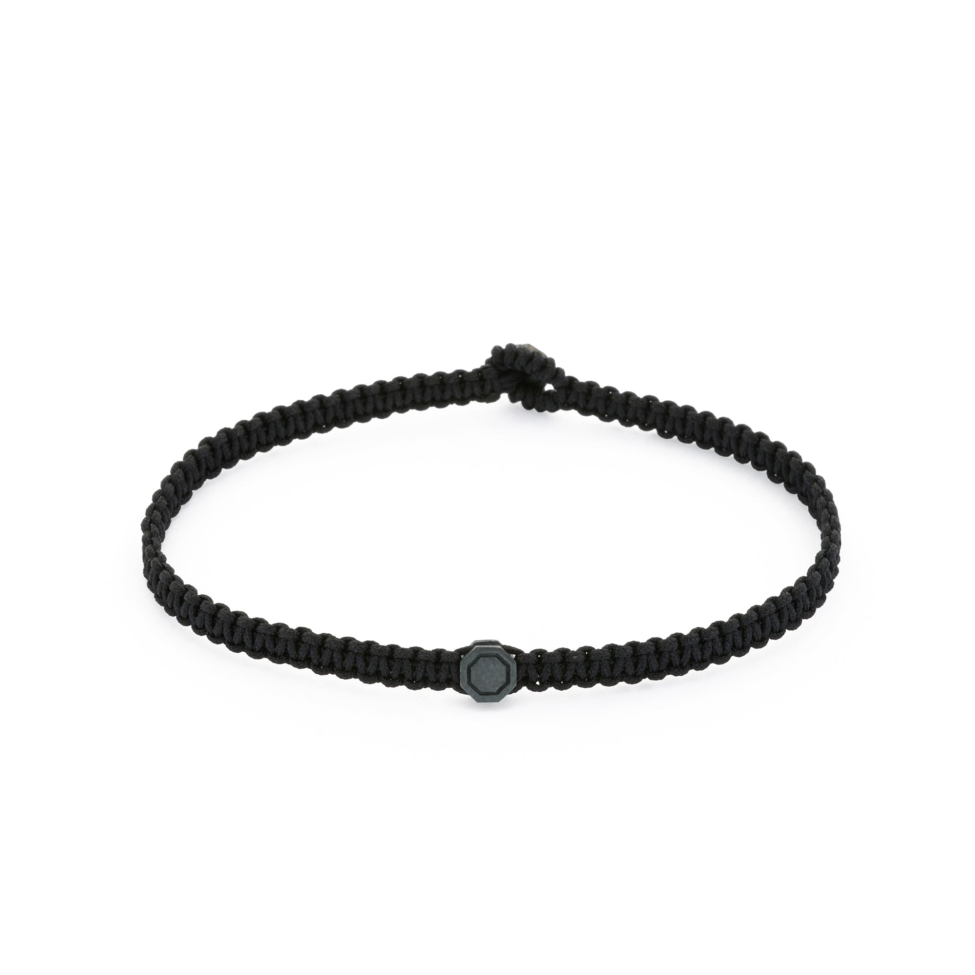 Black Octagon Macrame Bracelet in Oxide