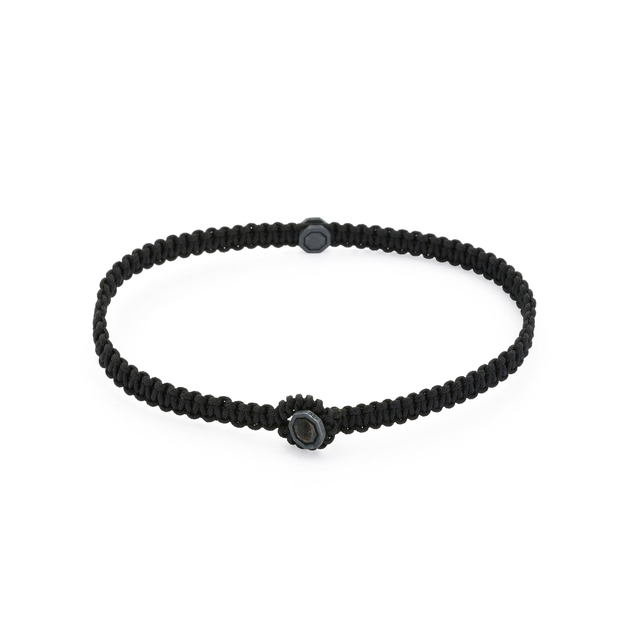 Black Octagon Macrame Bracelet in Oxide