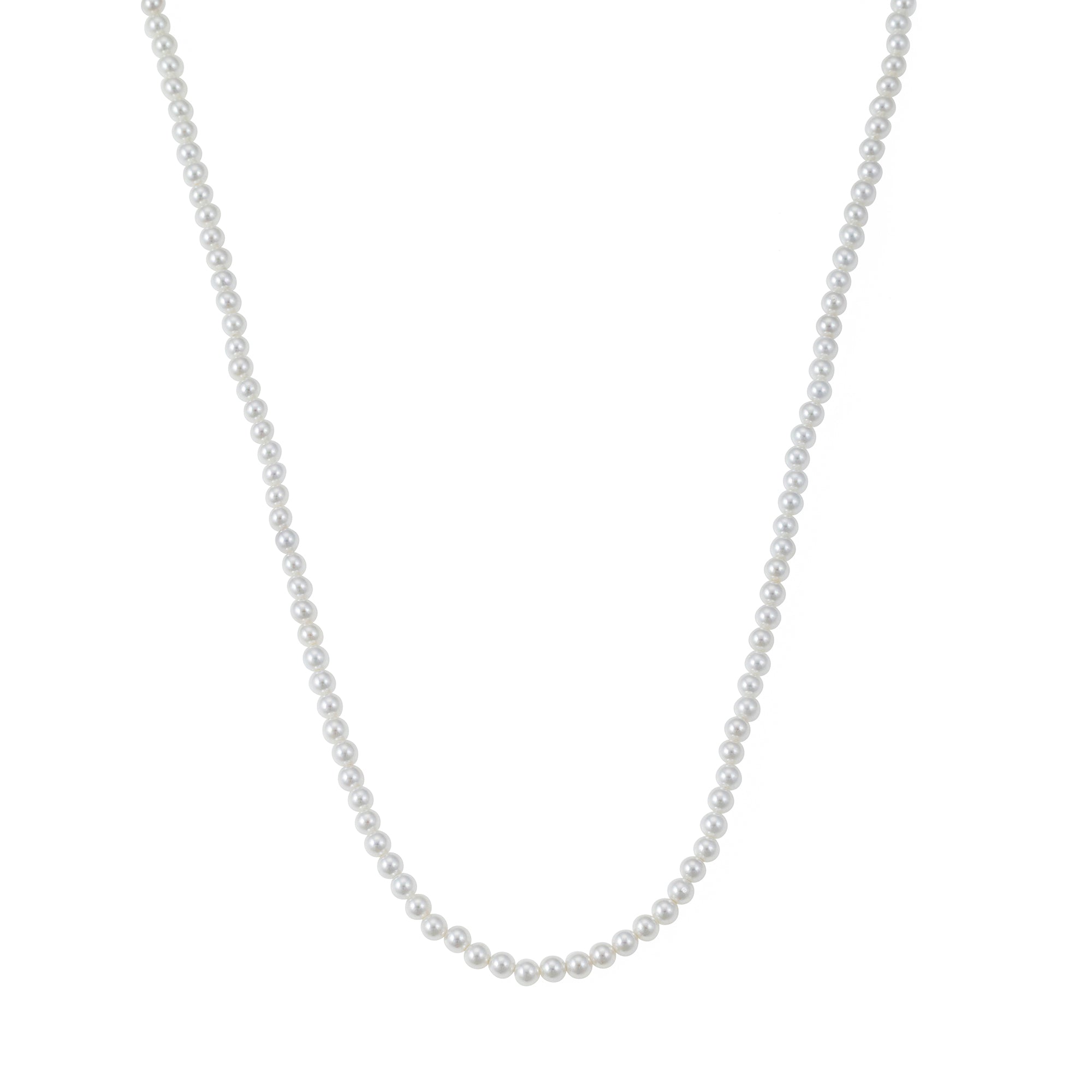 White Pearl Necklace in Silver