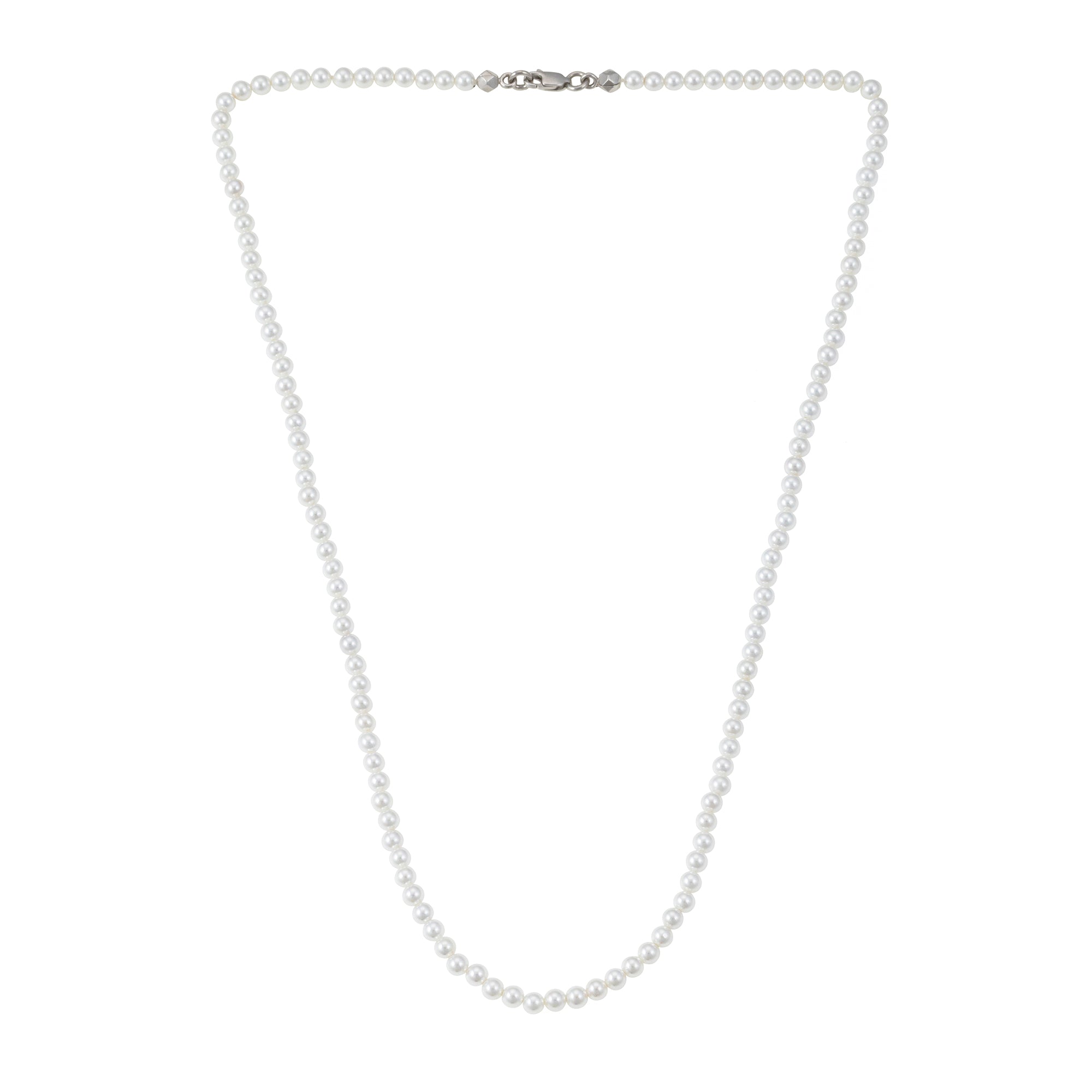 White Pearl Necklace in Silver