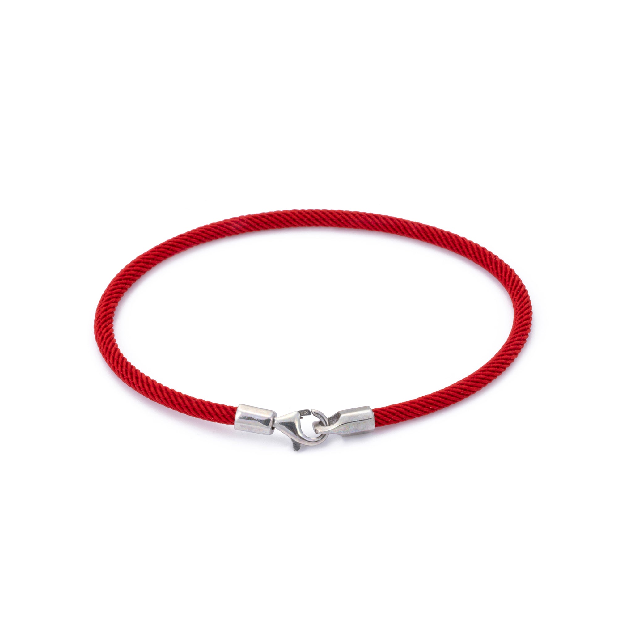 Red Woven Bracelet in Silver