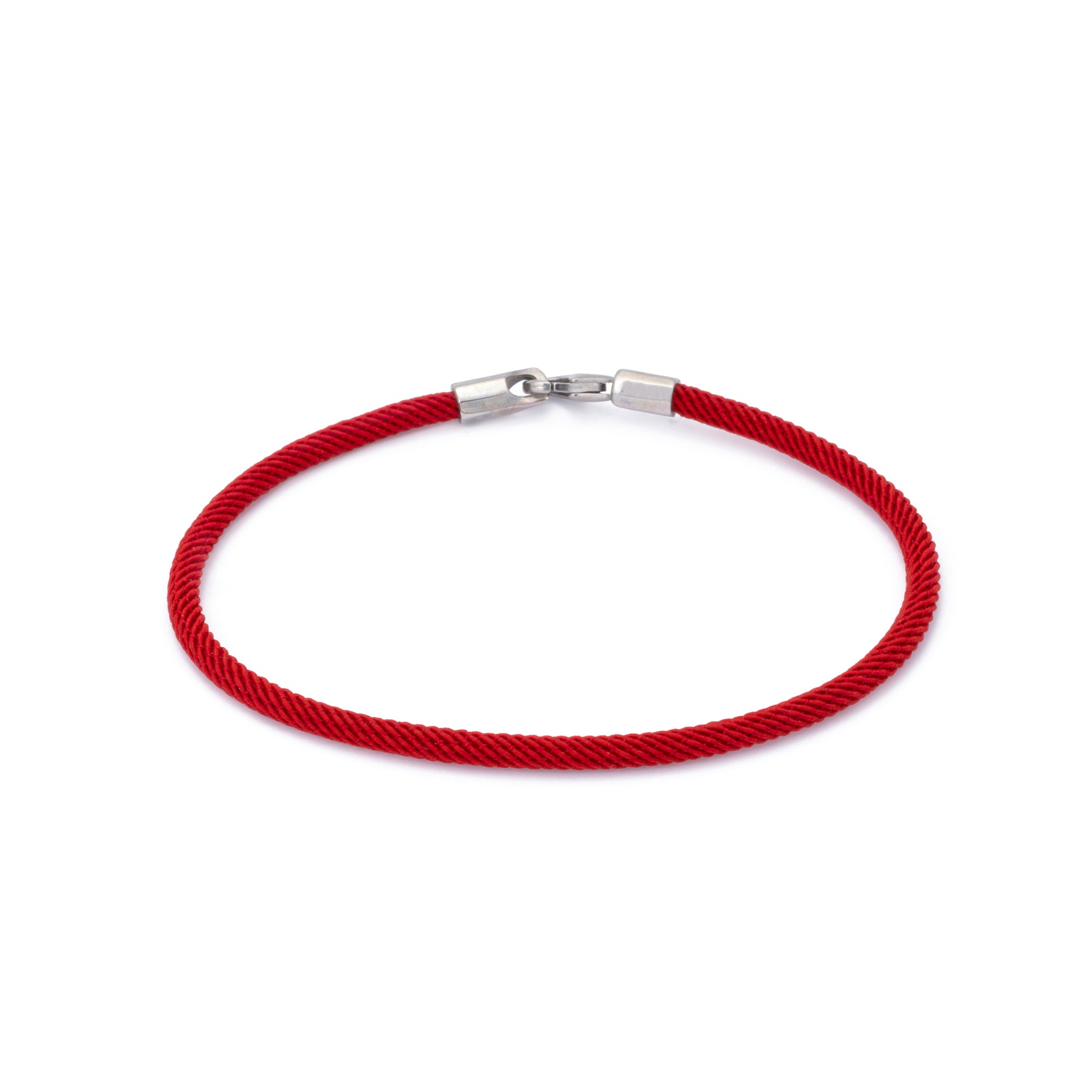Red Woven Bracelet in Silver