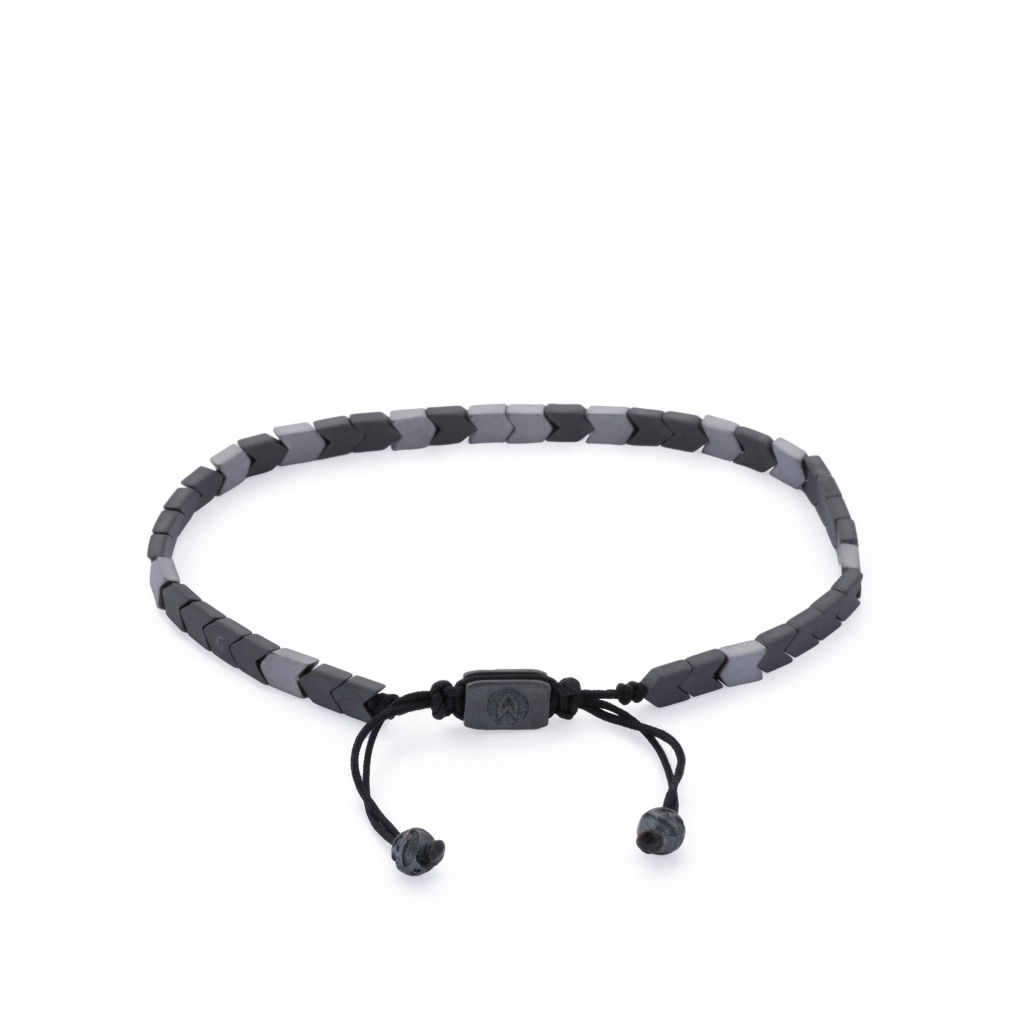 Silver and Oxide Logo Hematite Bracelet