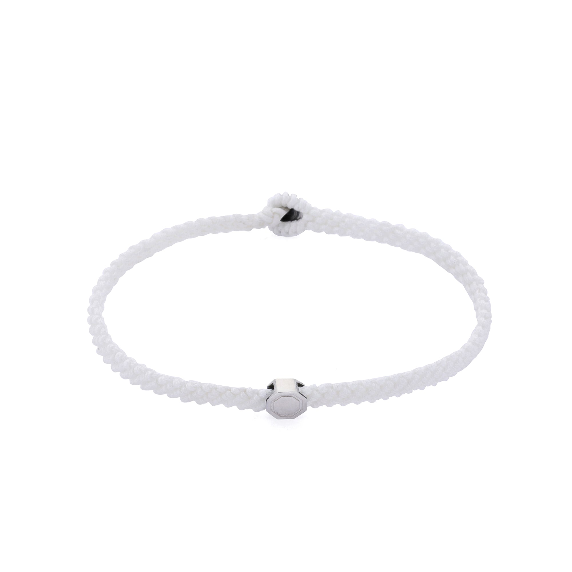 White Macrame Bracelet in Silver